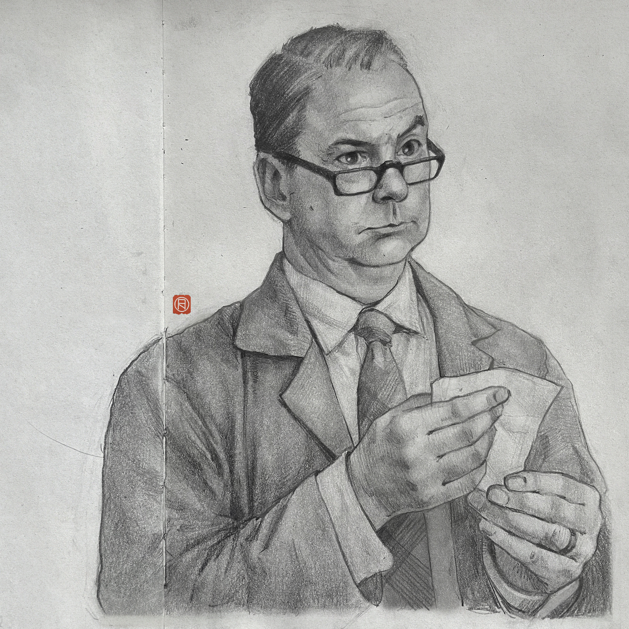 Mr. Bradley | The Queens Gambit - My, Art, Traditional art, Sketch, Sketch, Pencil drawing, Sketchbook, Foreign serials