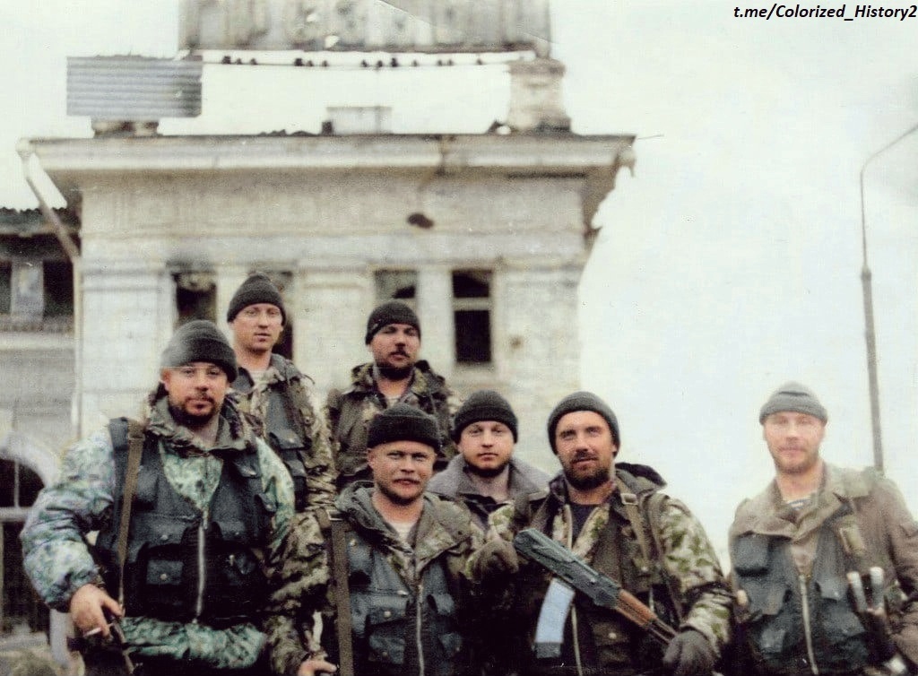 Moscow UVDT, OMON UT of the Ministry of Internal Affairs of the Russian Federation (Central Federal District) 1999 - 2001 in Chechnya. Colorization - My, Colorization, Chechnya, Chechen wars, City Grozniy, 90th, 2000s