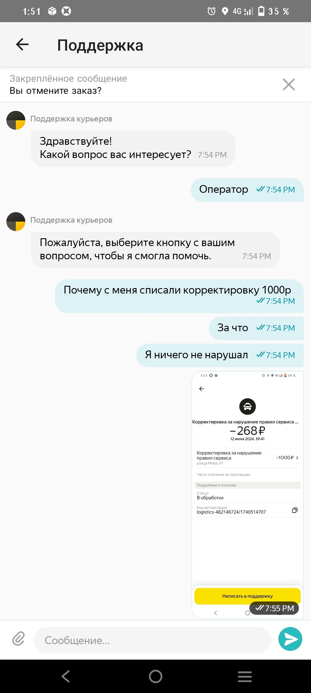 Post about how my money was stolen - My, Yandex Food, Deception, Yandex., Courier, Support service, Longpost