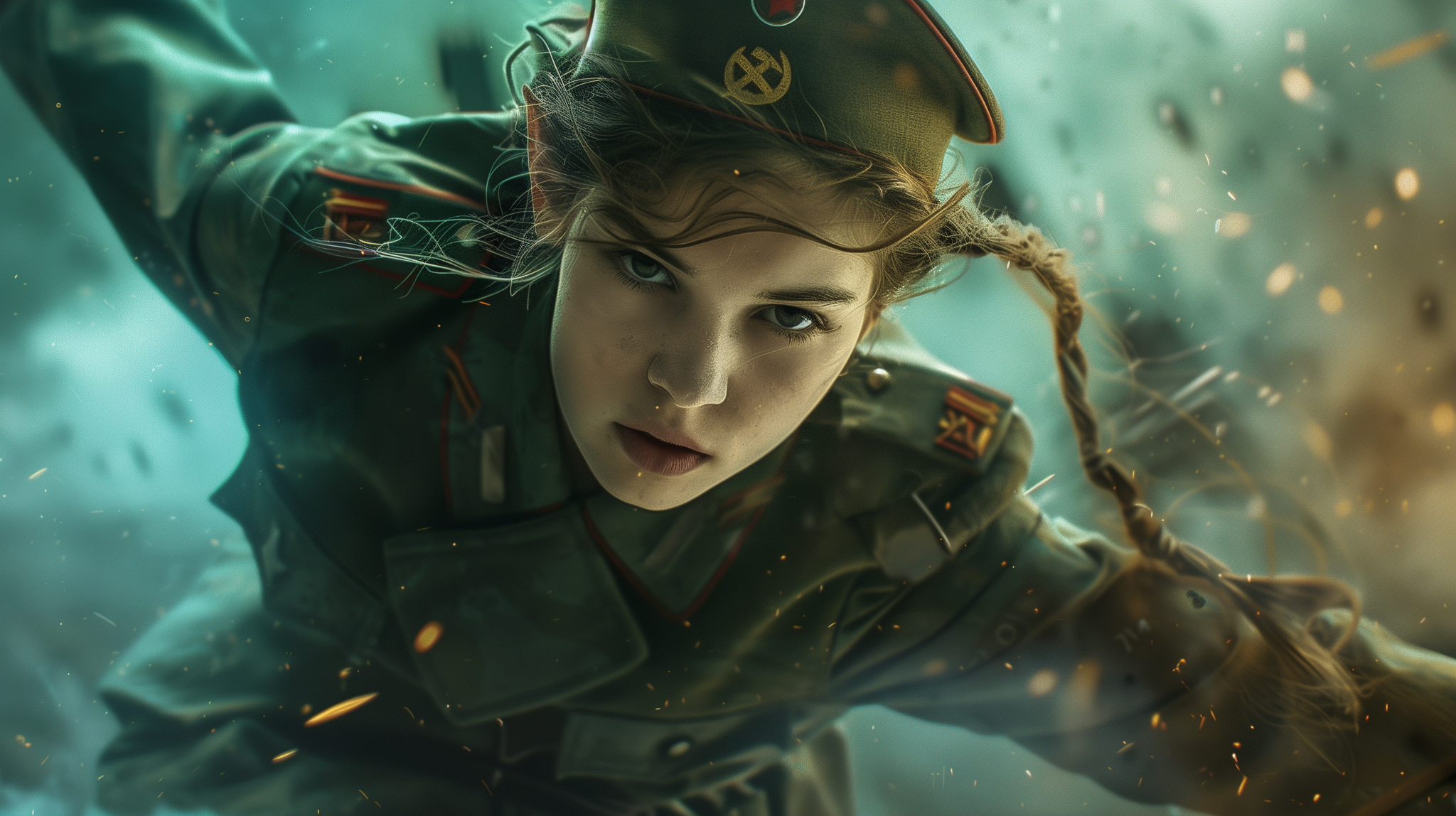 A few more revolutionary elves - My, Neural network art, Elves, Revolutionaries, the USSR, Communism, Girls, Form, Red Banner, Desktop wallpaper, Midjourney, Longpost