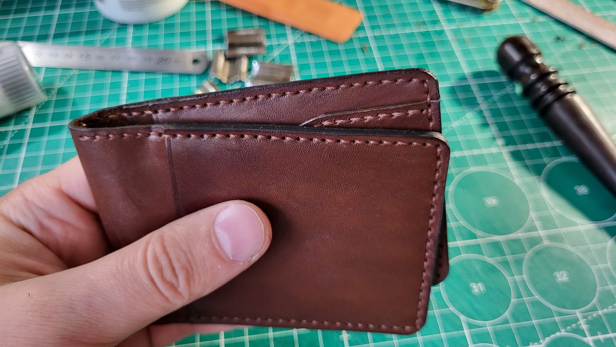 Wallet cardholder making a copy - My, Natural leather, Leather, Accessories, Wallet, Handmade, Longpost, Needlework without process