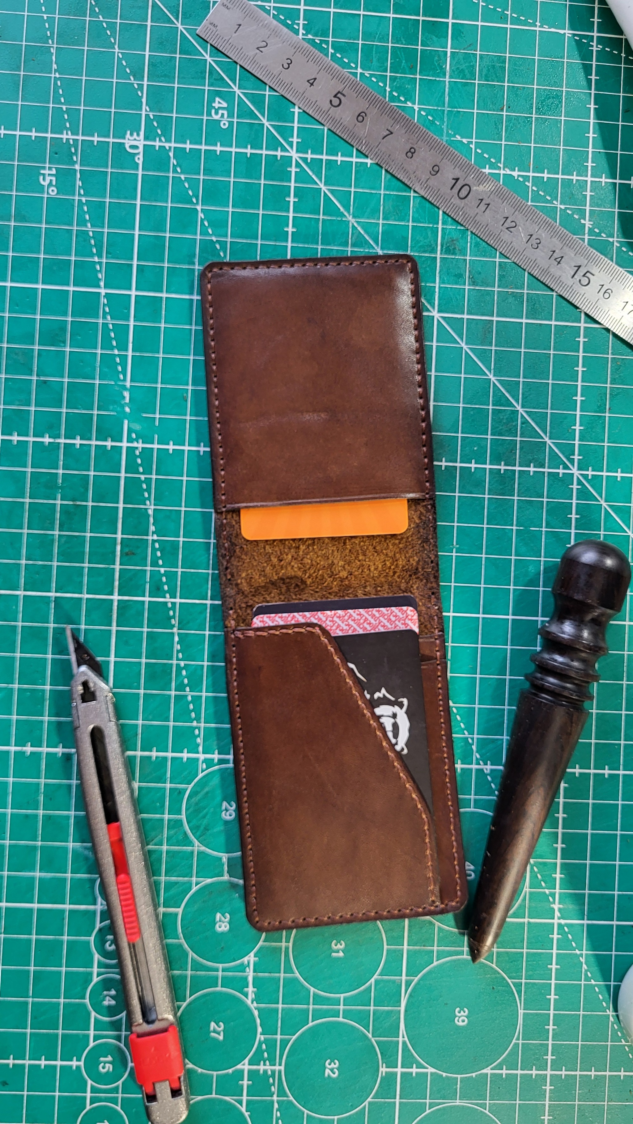 Wallet cardholder making a copy - My, Natural leather, Leather, Accessories, Wallet, Handmade, Longpost, Needlework without process