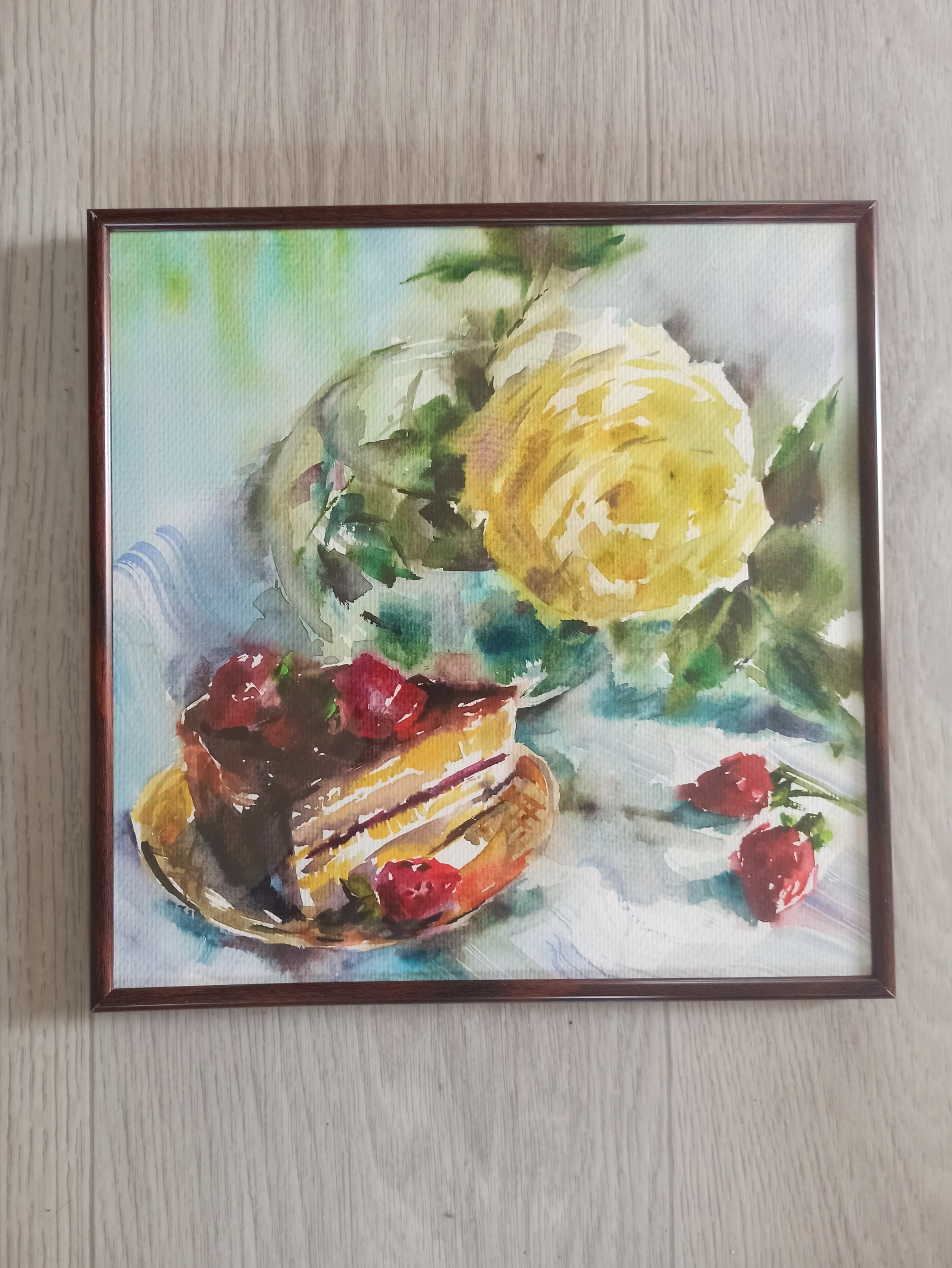 Small sketch with a cake - My, Watercolor, Etude, Cake, Joy, the Rose
