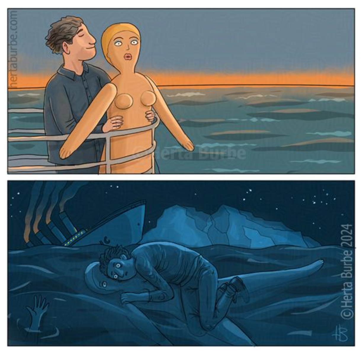 Alternate History Jack - Comics, Herta Burbe, Humor, Titanic, Jack, alternative history, Sex Doll