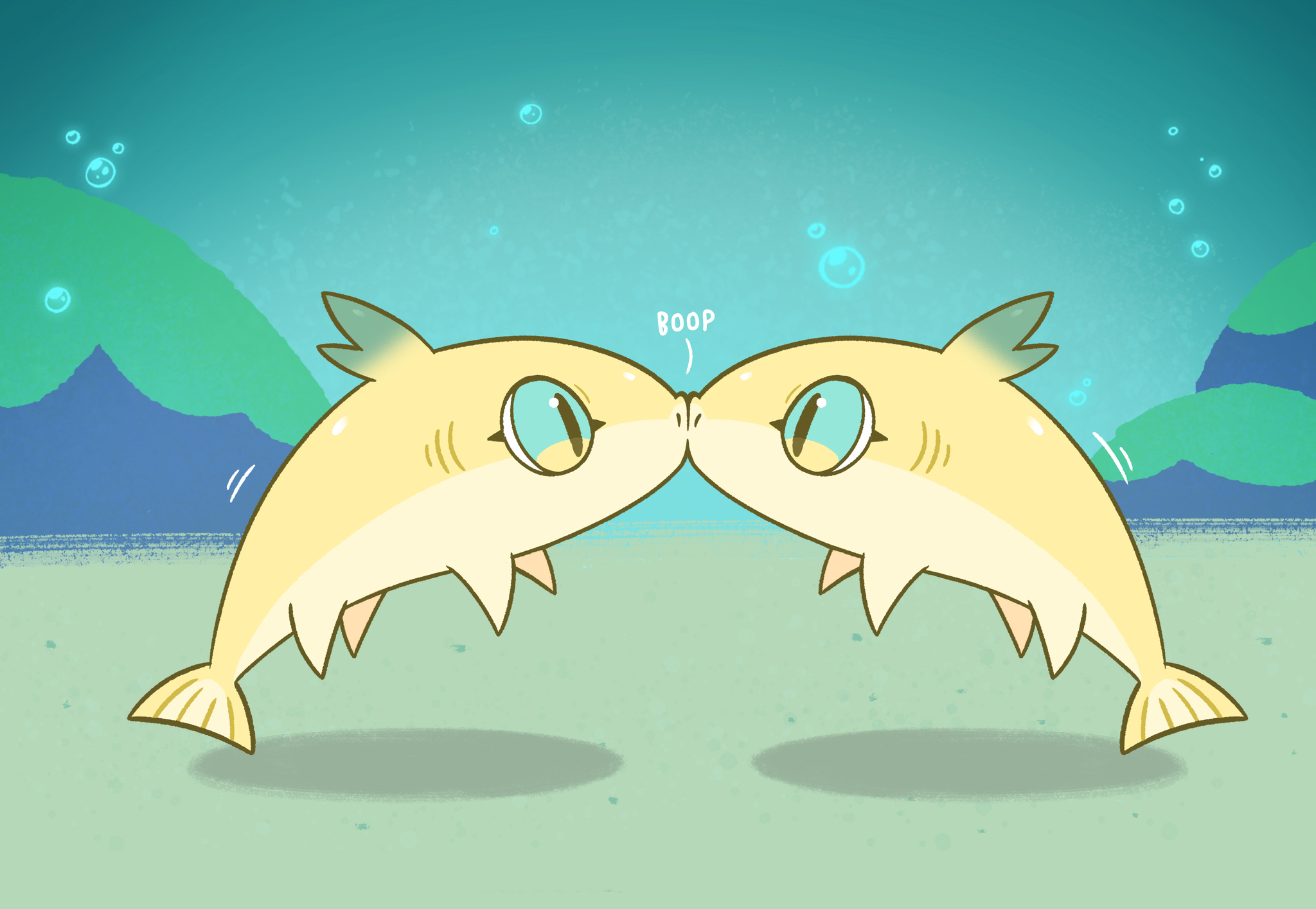 Lemon sharks - Art, Drawing, Kiss, Shark, Lemon, Memes