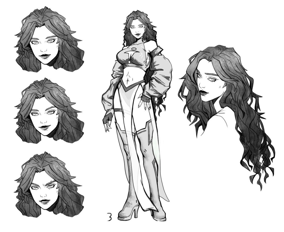 [Comic book development] Suvi character concept - My, Comics, Author's comic, Painting, Characters (edit), Sketch, Fantasy, 2D, Longpost