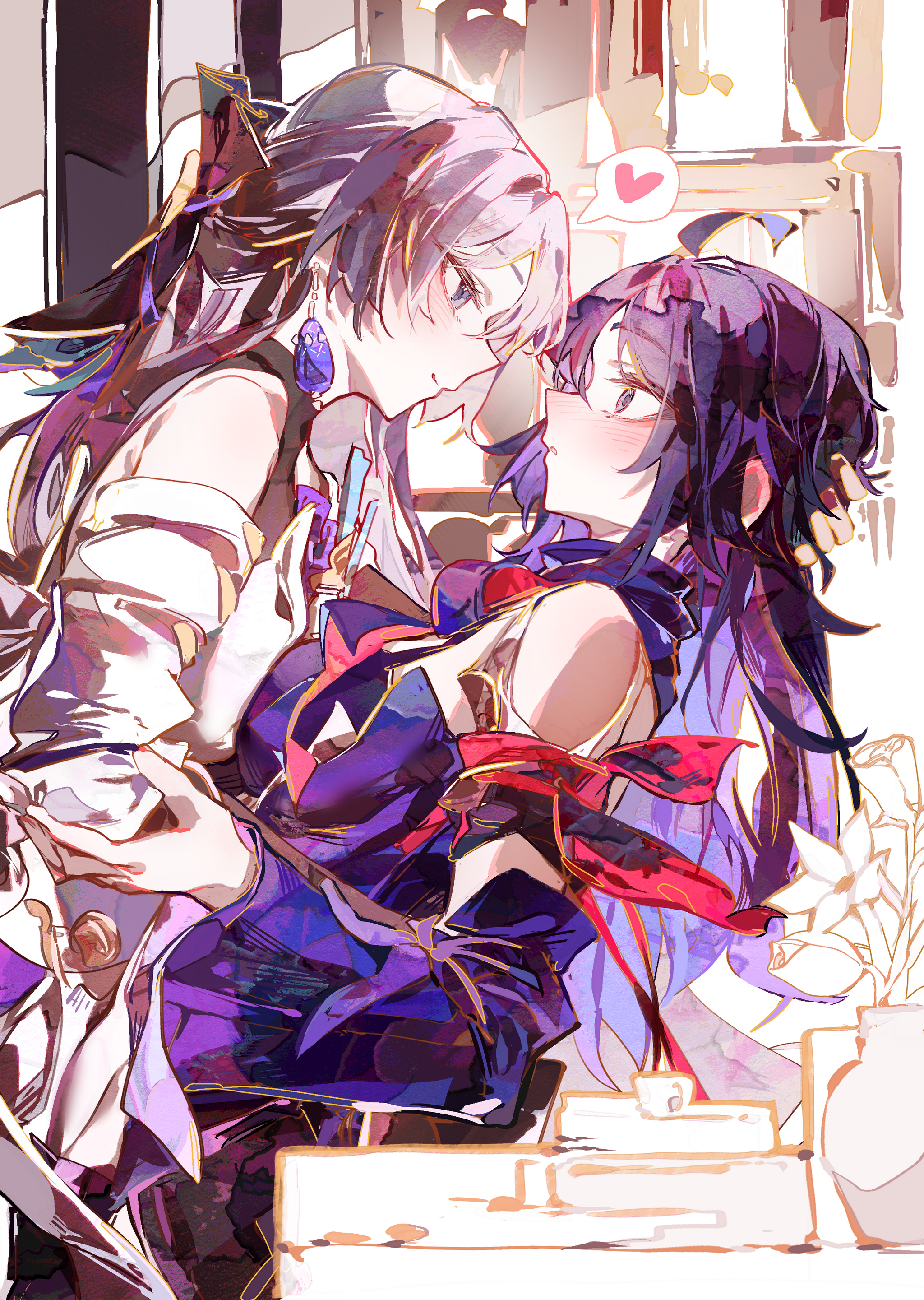 Seele & Bronya - Anime art, Anime, Yuri, Friend, Honkai: Star Rail, Seele (Honkai: Star Rail), Bronya (Honkai: Star Rail), Hugs