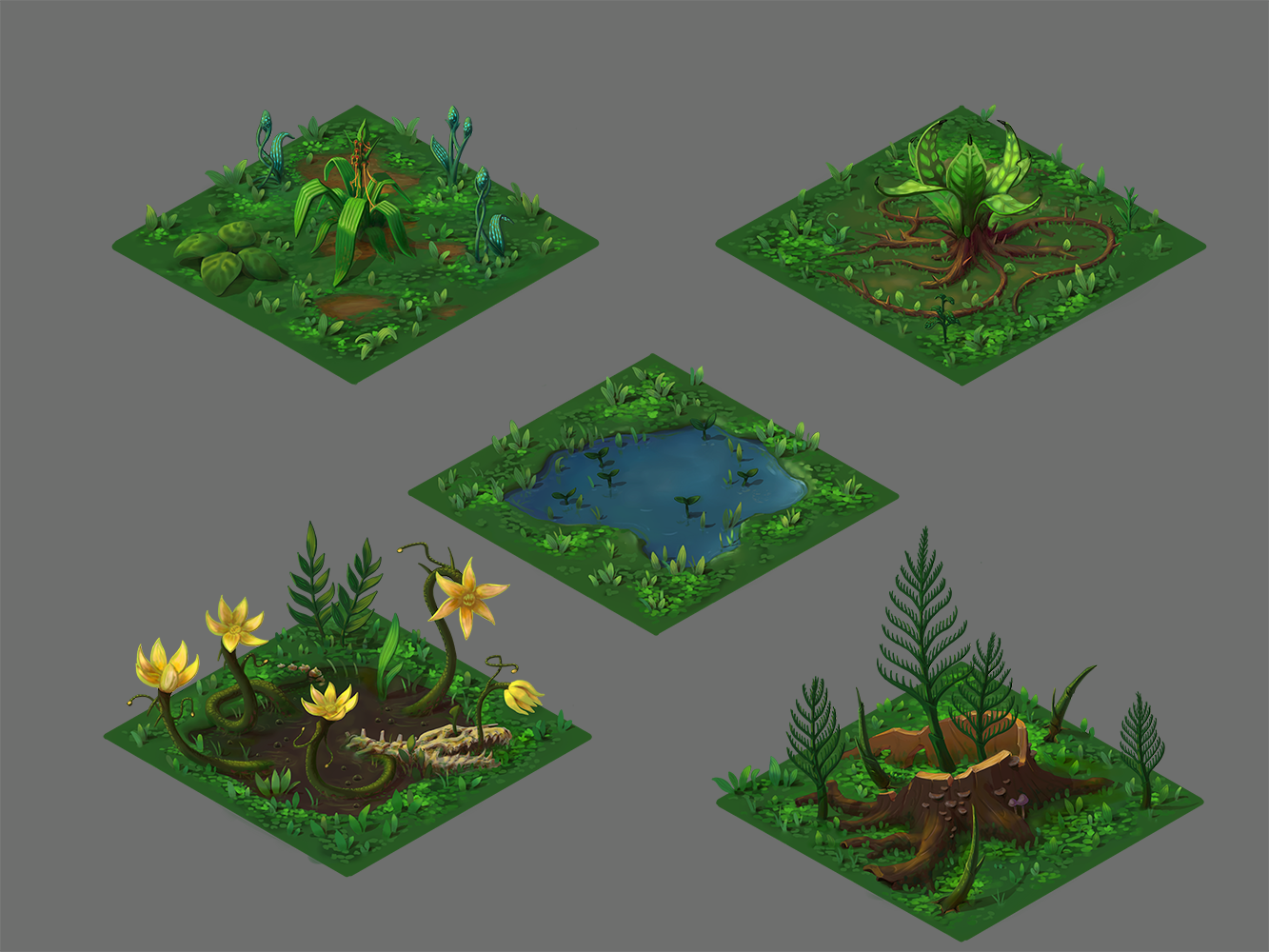 Plants. Isometric - My, Plants, Isometric, Art, Gamedev, Alexeyvirus, Longpost