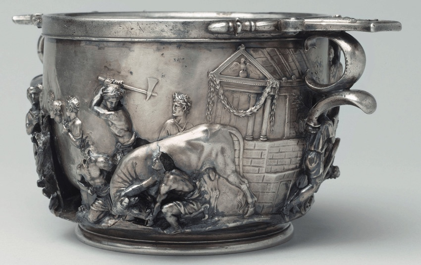 Silver cup depicting the triumph of the future Emperor Tiberius - Treasure, Bowl, Artifact, Ancient artifacts, Historical photo, Ancient Rome, Ancient world, Antiquity
