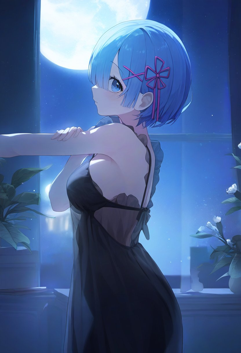 Night cuties... - Anime, Anime art, Peignoir, Boobs, Re: Zero Kara, Emilia, Echidna, Rem (Re: Zero Kara), Ram (Re: Zero Kara), Neural network art, Longpost