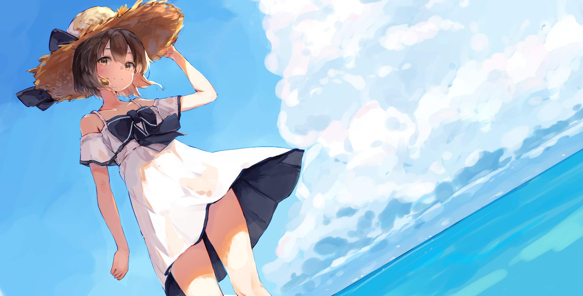 Summer - Kantai collection, Yukikaze, Anime art, Game art, Anime, Games, Girls, Straw hat