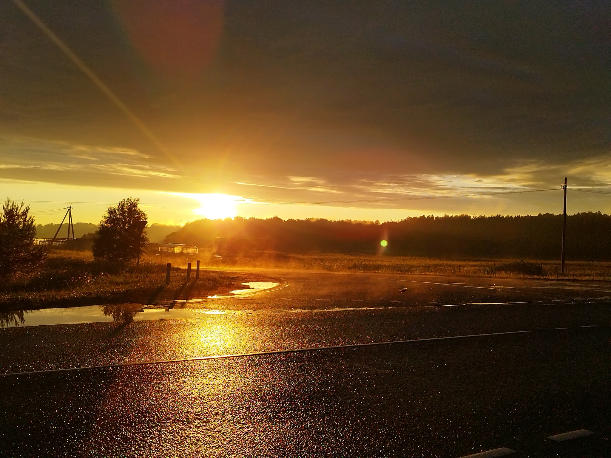 Leningrad region - My, Mobile photography, Leningrad region, Evening, Luga district, Tolmachevo, Sunset, After the rain