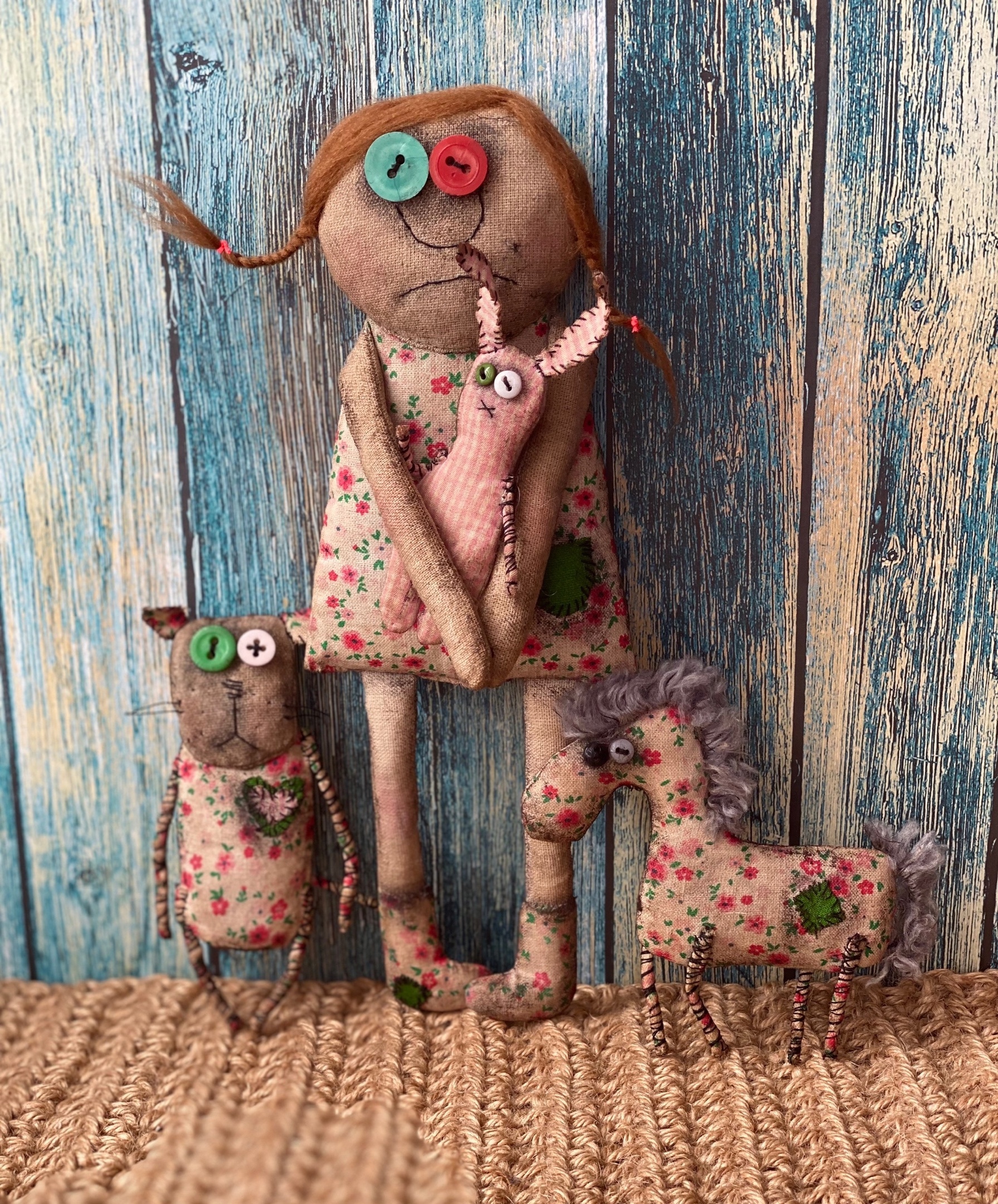 Flower company - My, Primitive toy, Creation, Needlework without process, Interior doll, Kripota