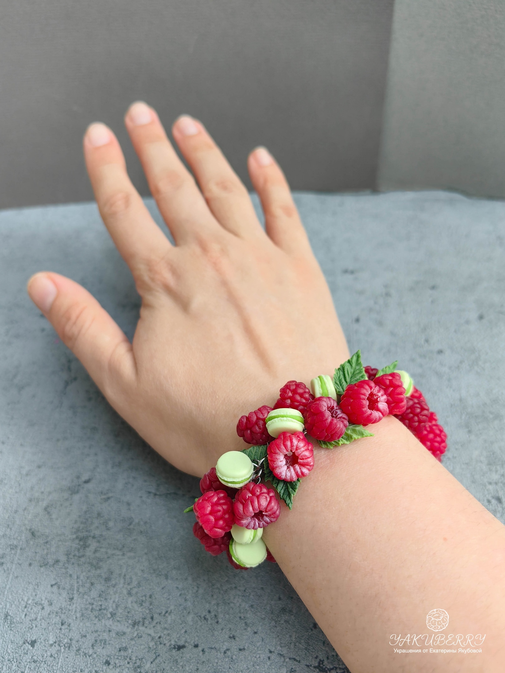 Bracelet and earrings with raspberries and macaroons - My, Polymer clay, Лепка, Decoration, Needlework without process, Longpost