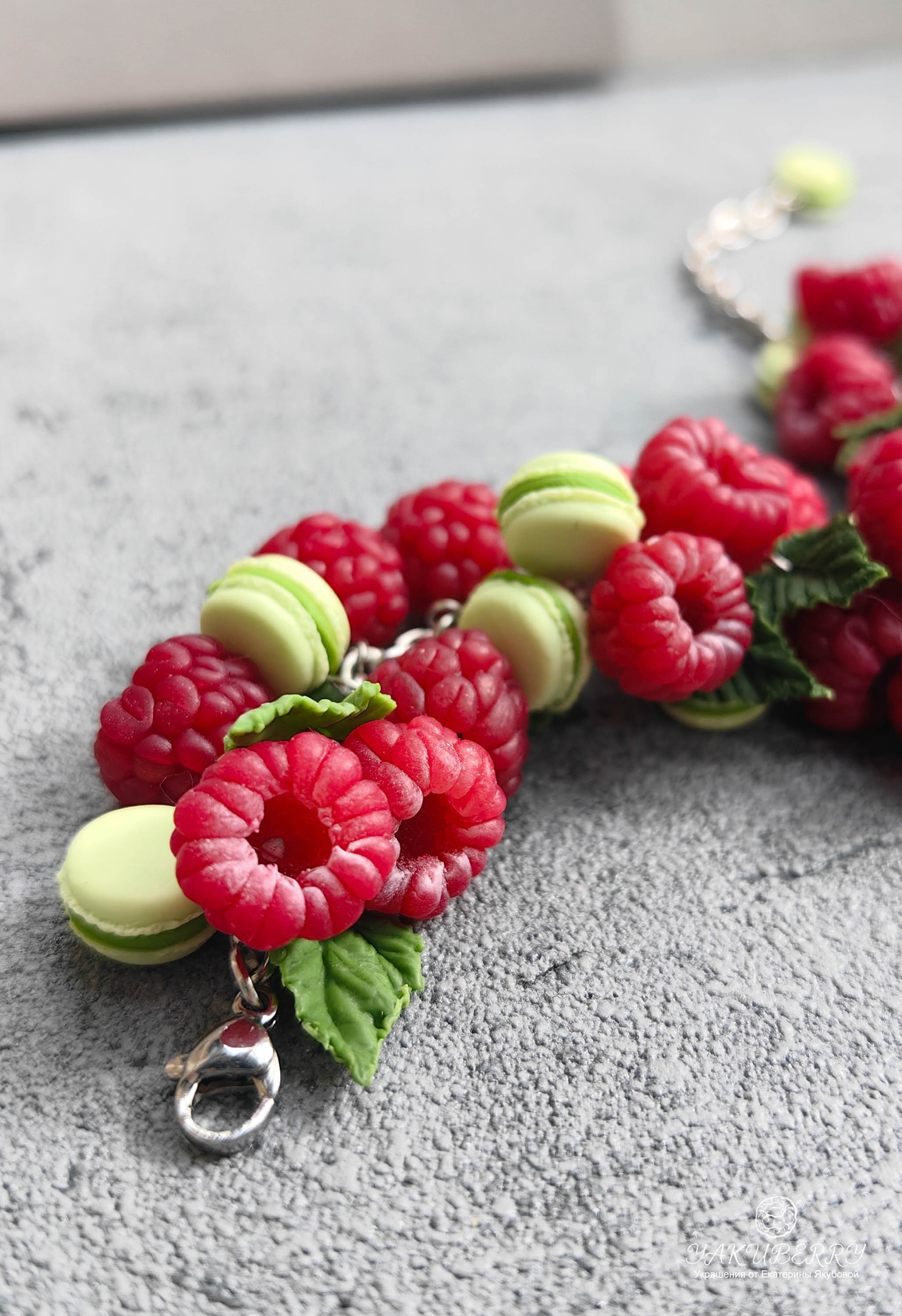 Bracelet and earrings with raspberries and macaroons - My, Polymer clay, Лепка, Decoration, Needlework without process, Longpost