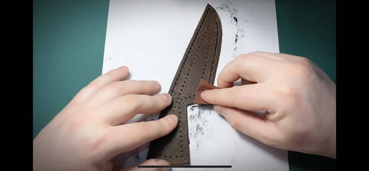 How to do it / Sheath (3 mm leather) for a Kuyabrik knife with your own hands. #sheath - My, Natural leather, Leather products, Handmade, Male, Sheath, Leather, Sewing, Knife, Workshop, Video, Youtube, Longpost, Needlework with process