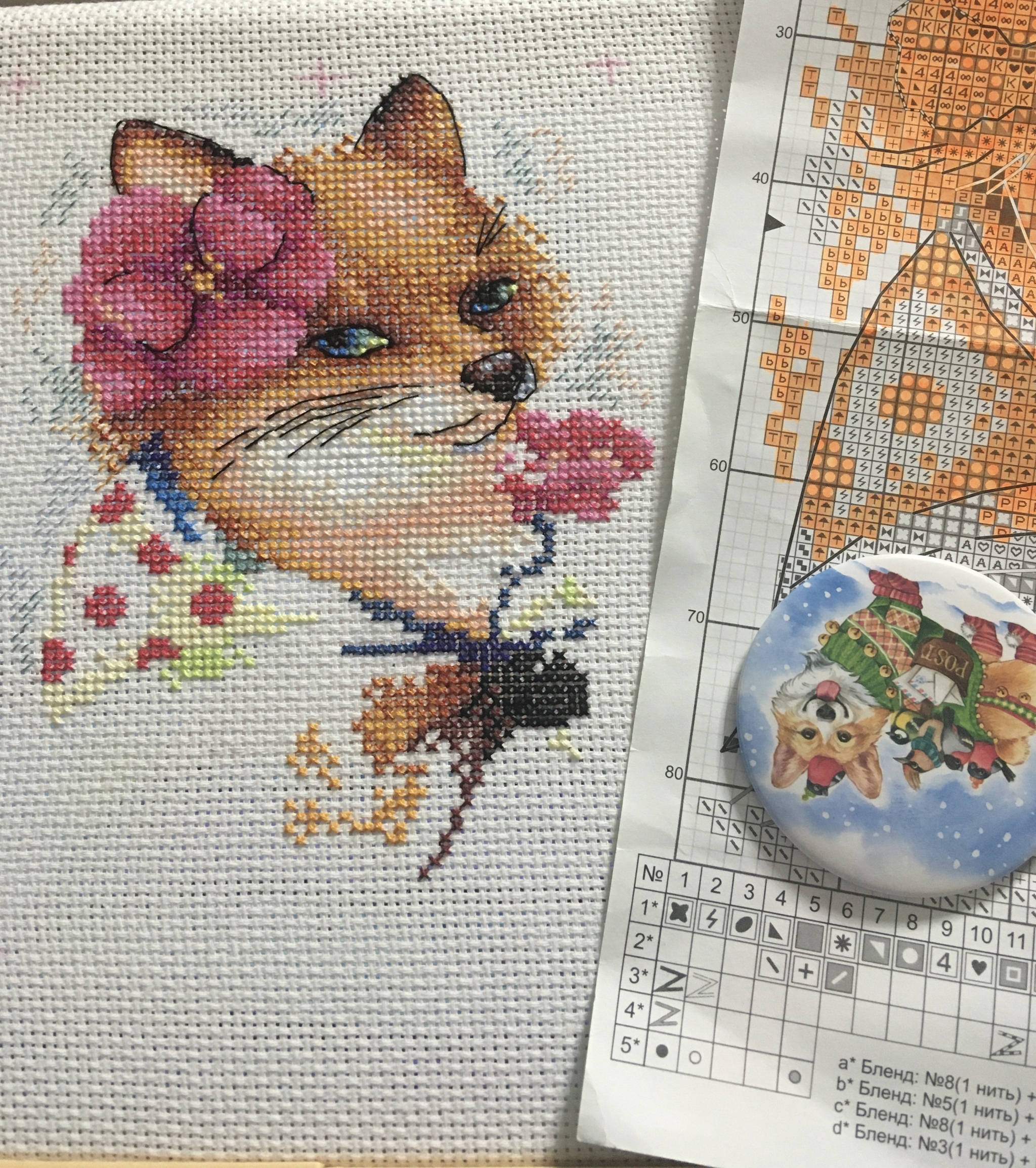 Red-haired charmer - My, Cross-stitch, Fox, Needlework with process, Longpost