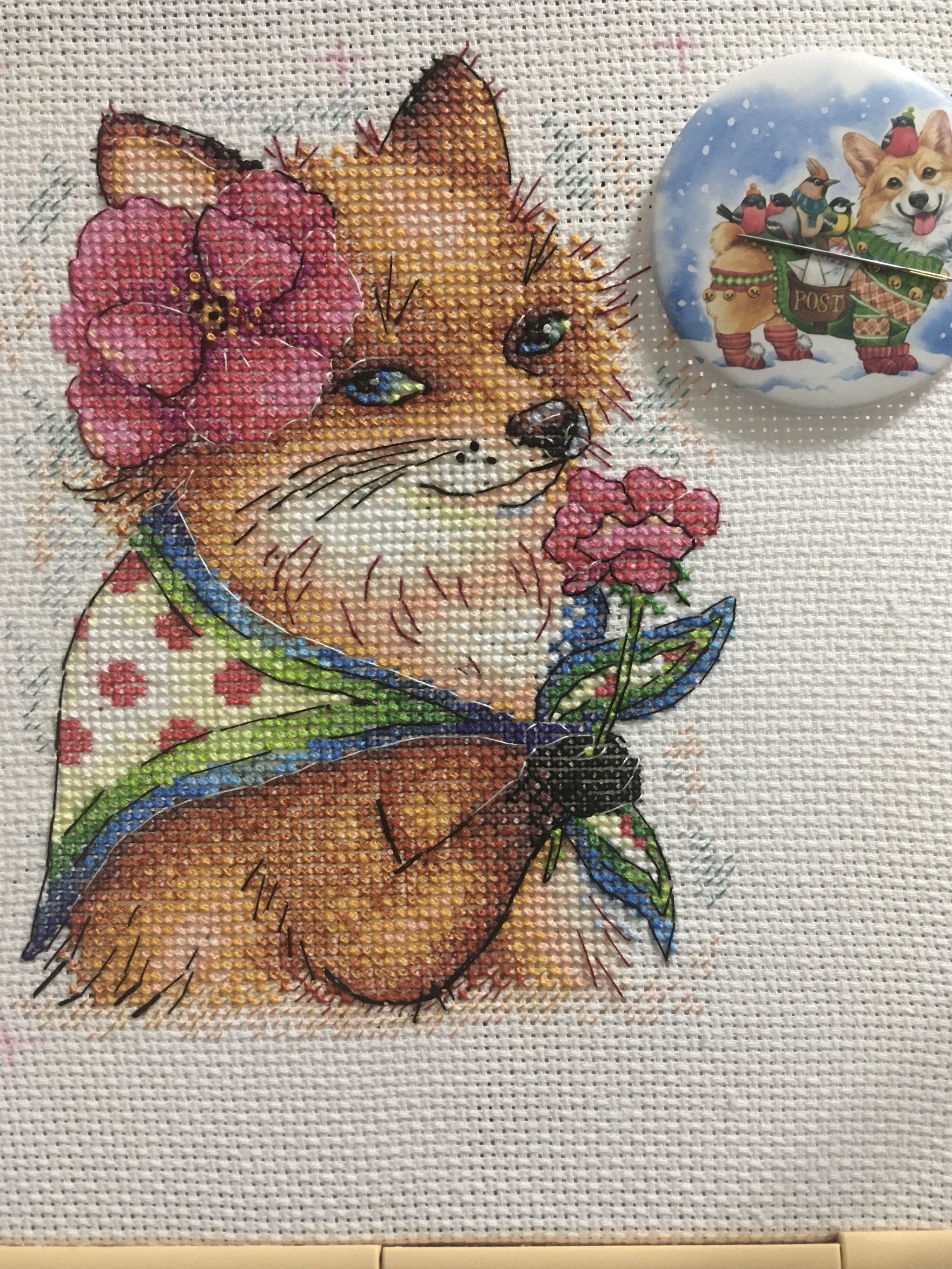 Red-haired charmer - My, Cross-stitch, Fox, Needlework with process, Longpost