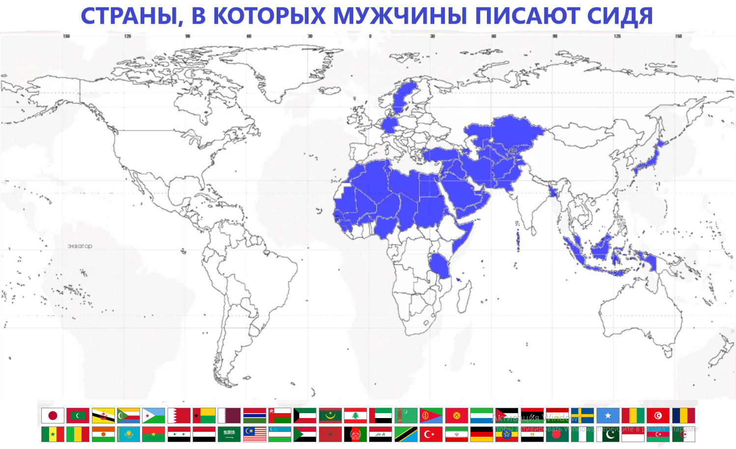 В каких странах мужчины писают сидя? | Пикабу