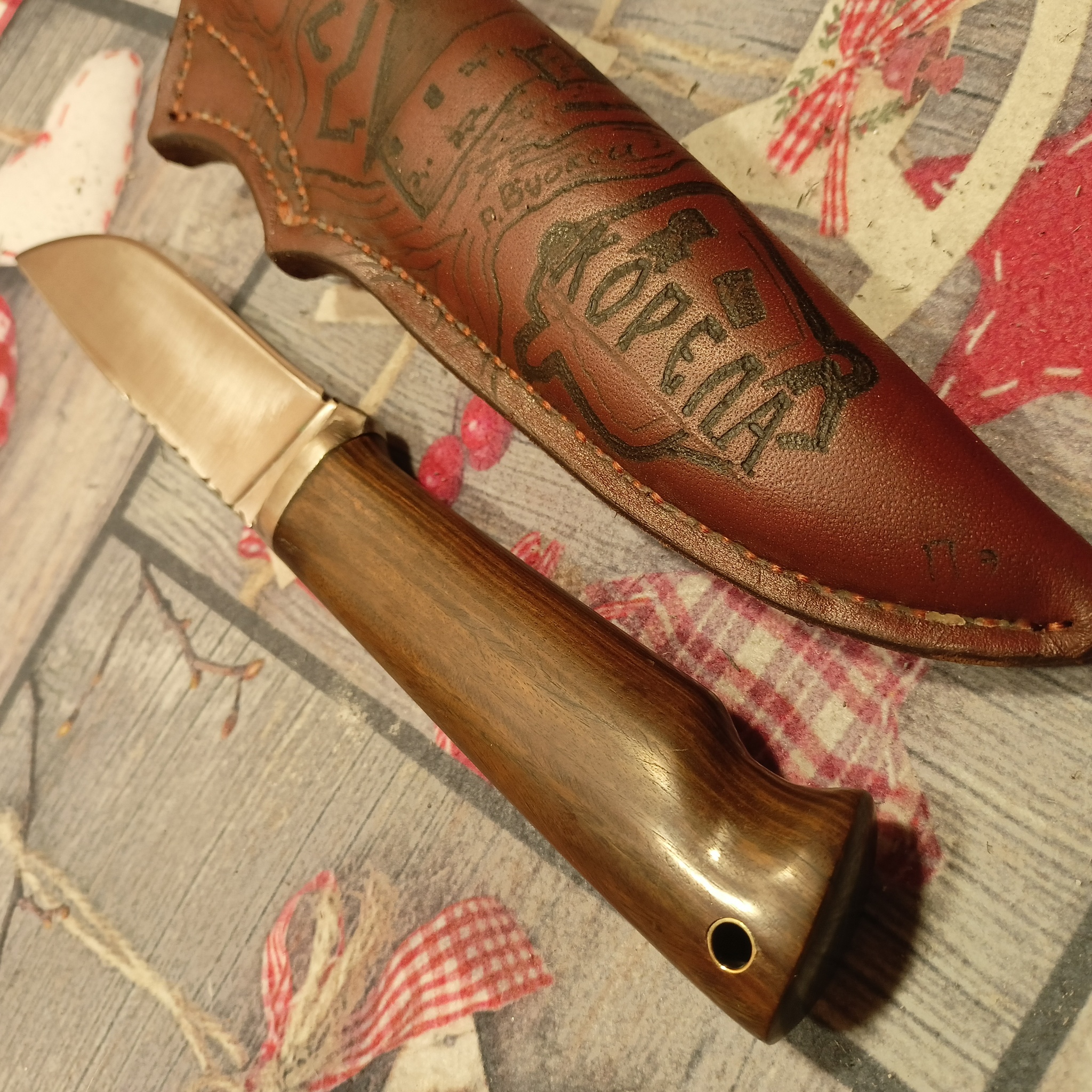 old hunter - My, Knife, Sheath, Korela fortress, Woodworking, With your own hands, Knife makers, Longpost, Needlework with process
