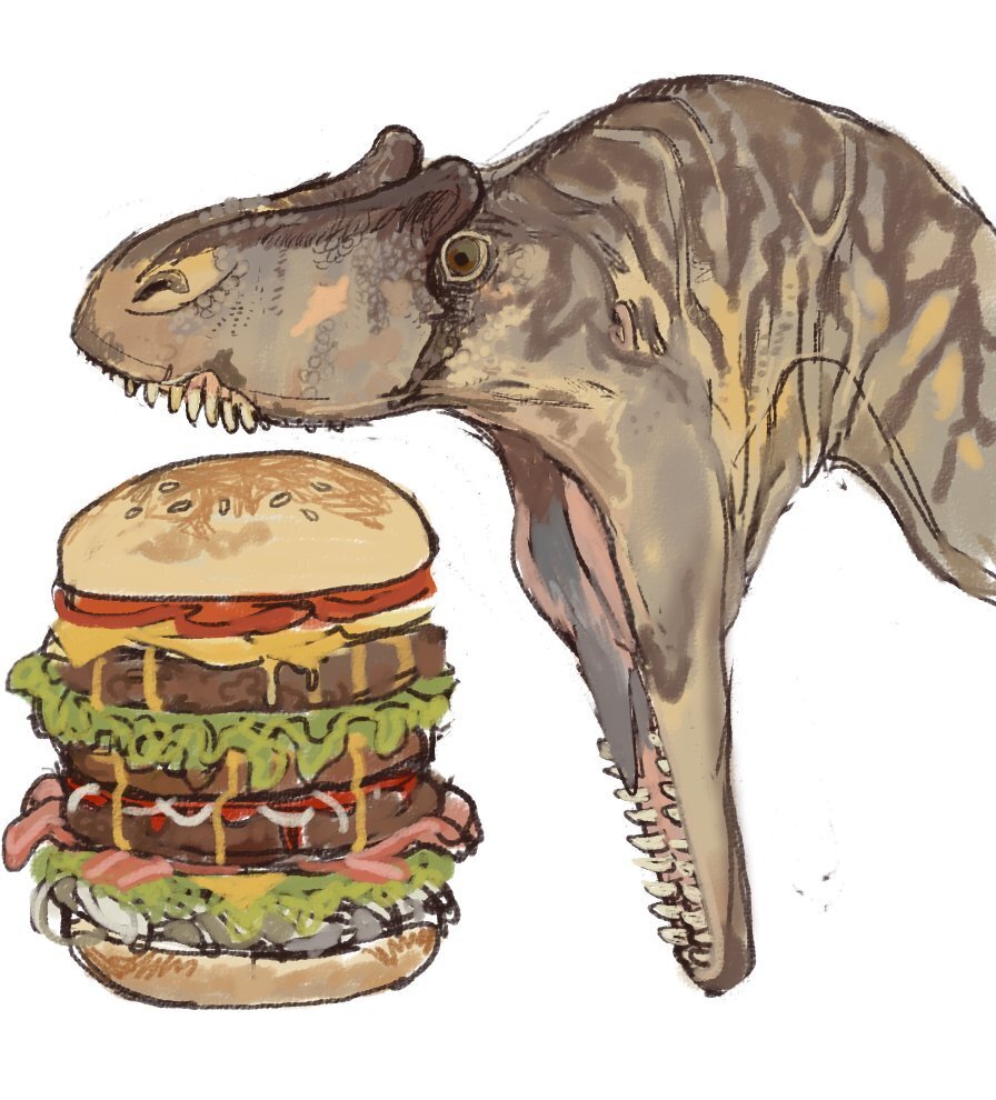 What is a big mouth for? - Art, Drawing, Dinosaurs, Burger