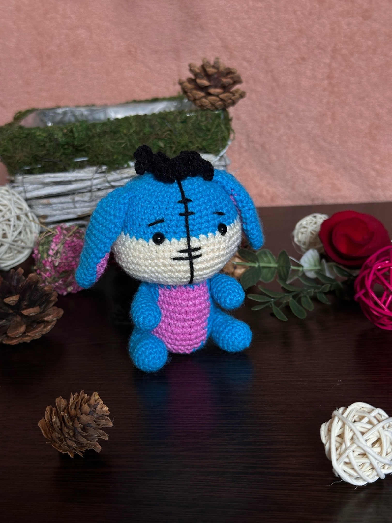 Eeyore - My, Knitting, Crochet, With your own hands, Amigurumi, Friday tag is mine, Needlework, Needlework without process, Knitted toys, Donkey Eeyore, Soft toy, Longpost