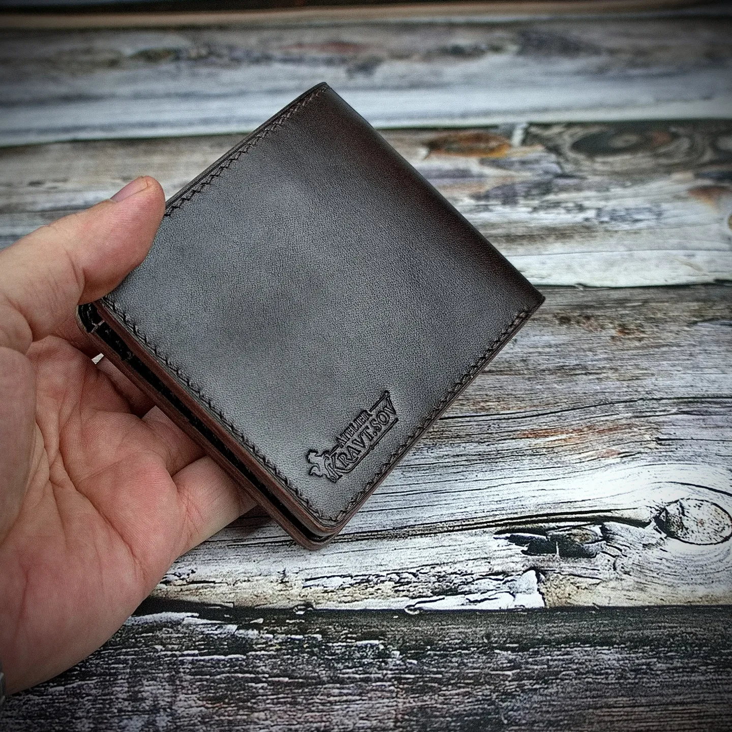 Most popular wallet - My, Leather, Leather products, Natural leather, Wallet, Purse, Presents, Male, Beefold, Compactness, Classic, Small, Handmade, Needlework, Needlework without process, Longpost