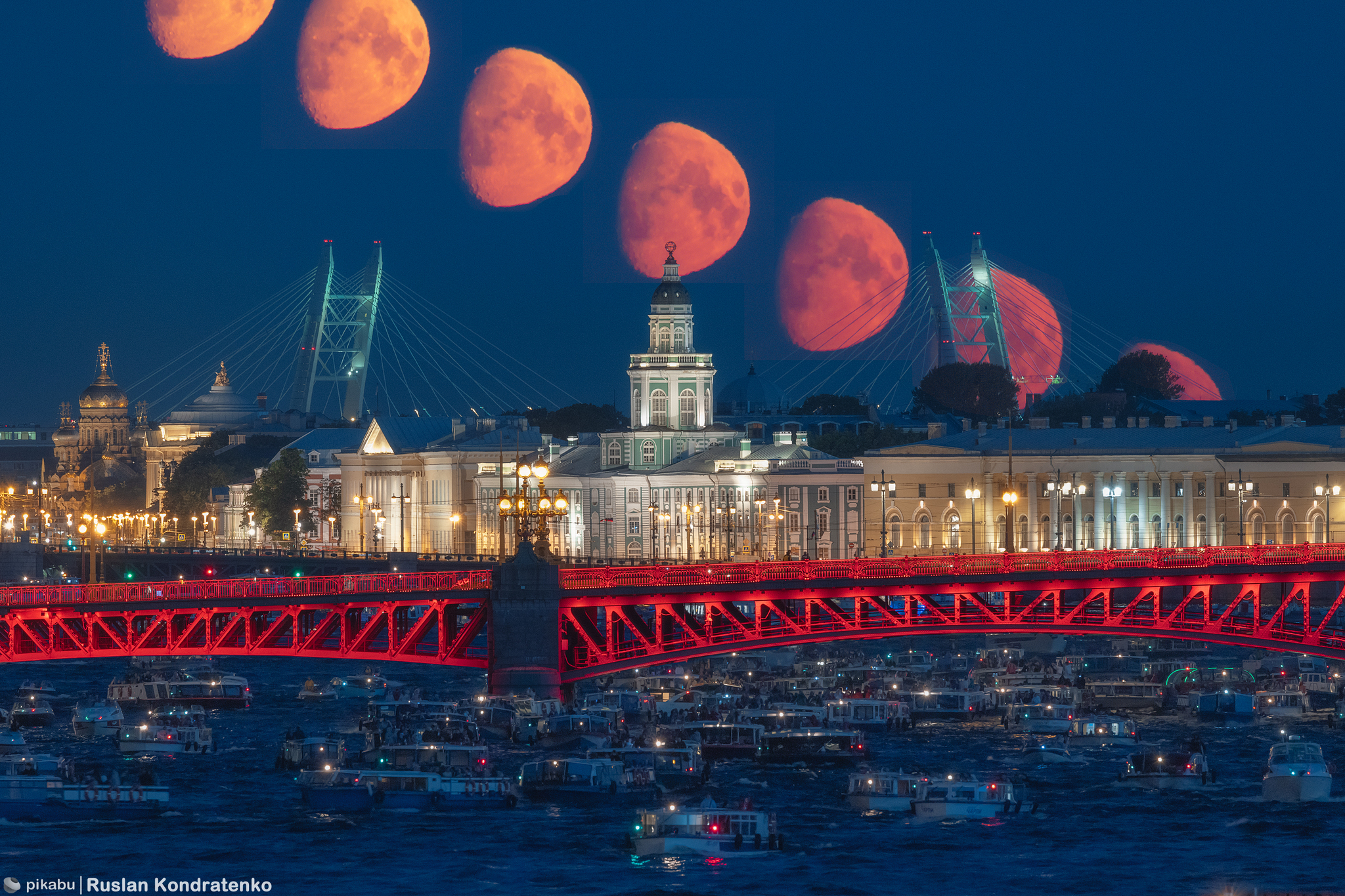 Moonset behind the Kunstkamera - My, Таймлапс, Canon, Saint Petersburg, Town, Evening, Video, Soundless, Night city, Vertical video, moon, Longpost