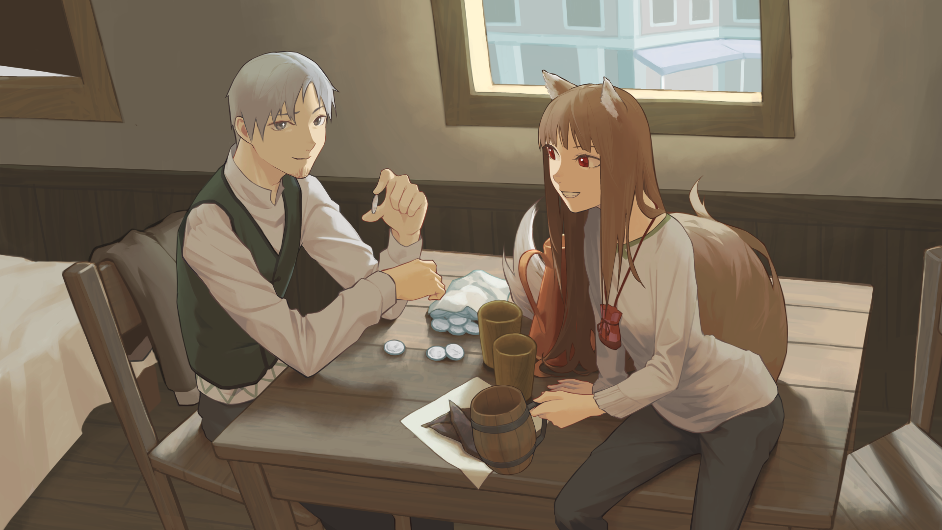 Holo and Lawrence - Anime, Anime art, Spice and wolf, Holo, Kraft lawrence, Animal ears