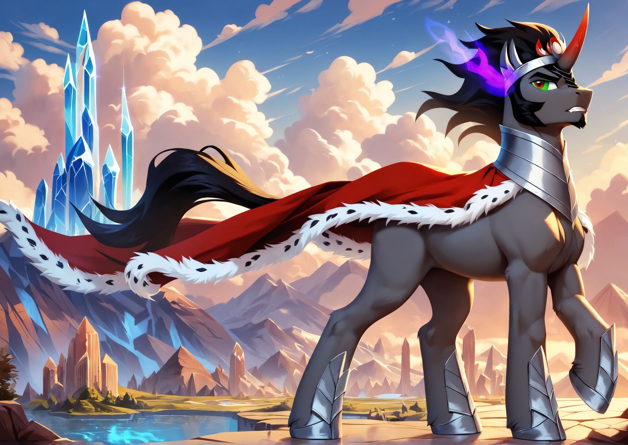 His Majesty Sombra - My, Neural network art, My little pony, Unicorn, Telegram (link), Pony, King sombra, King