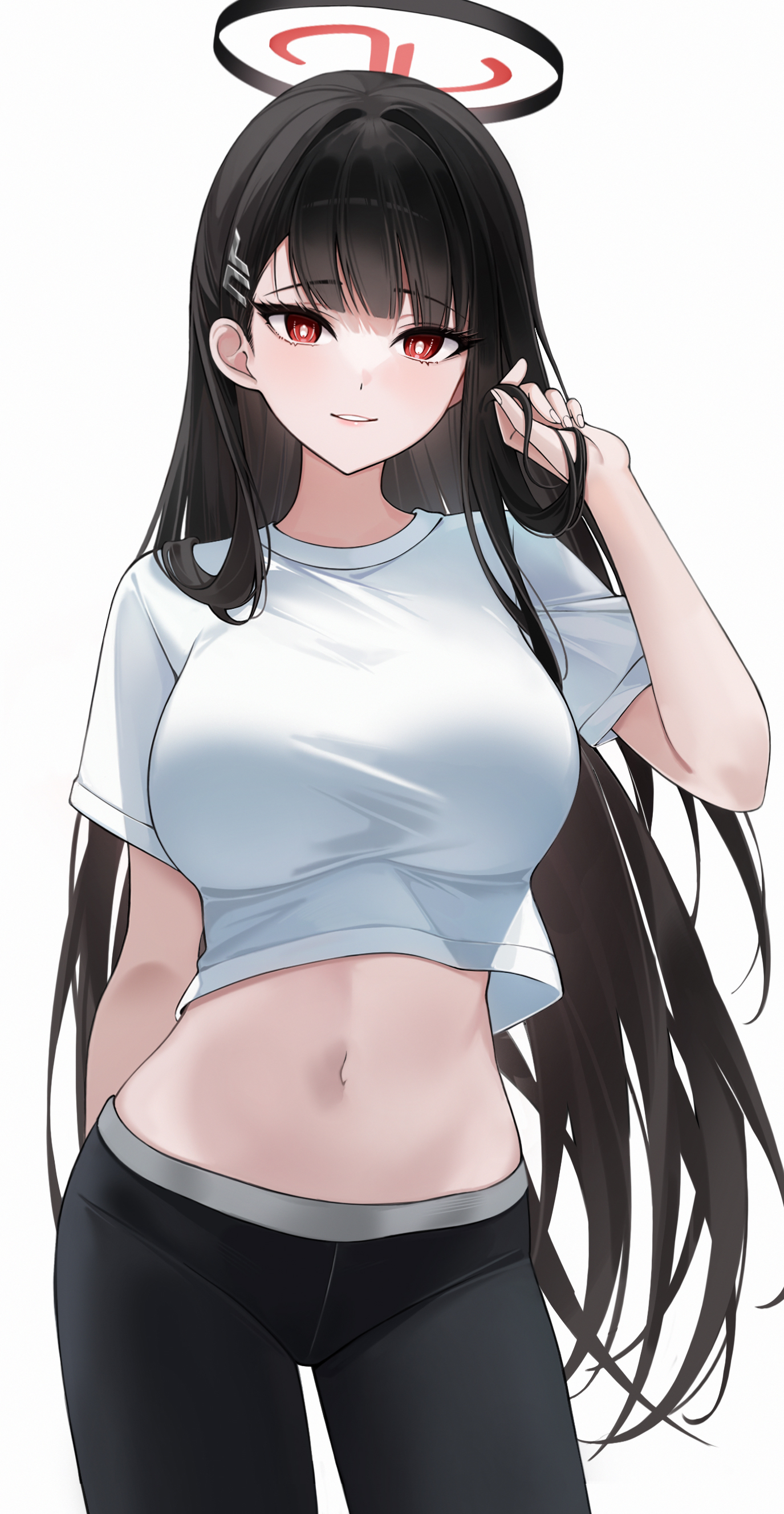 Tummy Rio - Art, Anime, Anime art, Blue archive, Tsukatsuki Rio, Gym uniform, Stomach