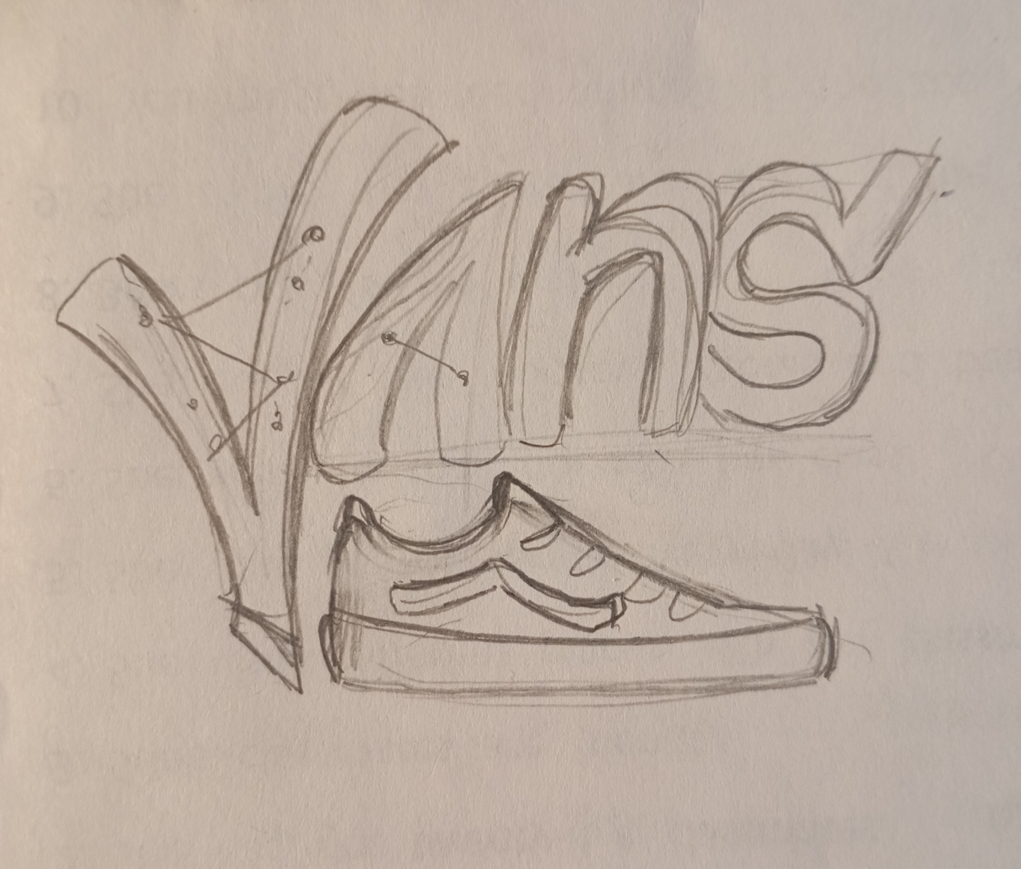 Here's a new sketch of my version of the Vans logo. I ask for criticism))) - My, Art, Drawing