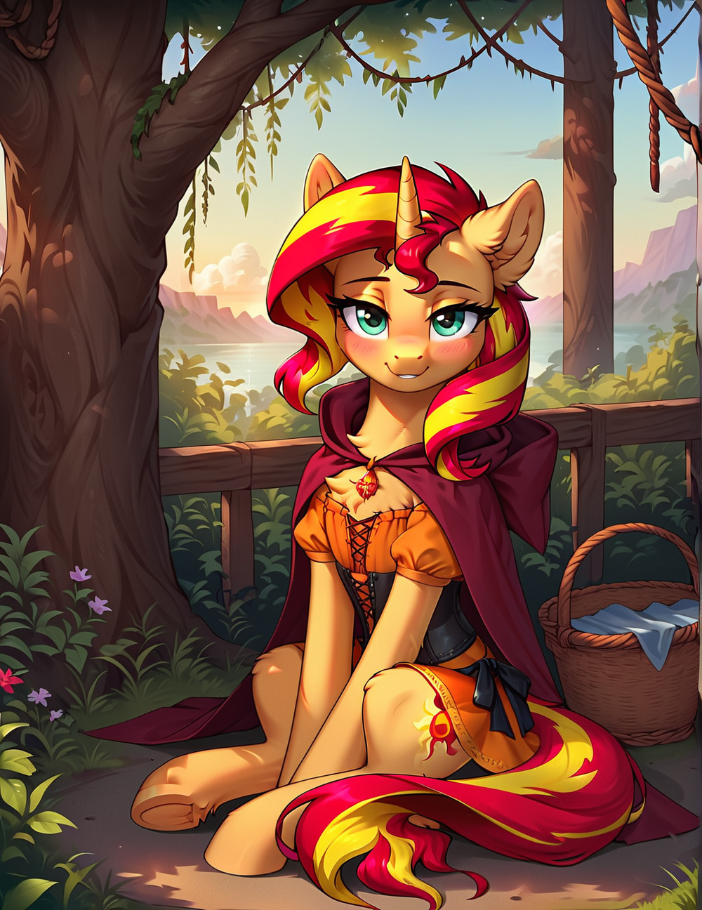 Resting - My, Neural network art, My little pony, PonyArt, Sunset shimmer