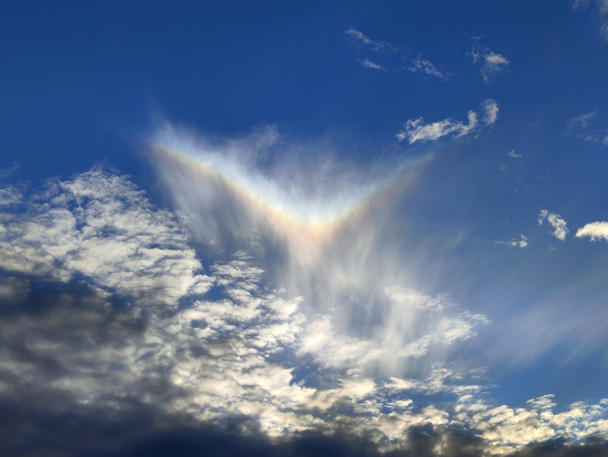 Rainbow clouds - My, Rainbow, Clouds, The photo, Sky, Evening, Field