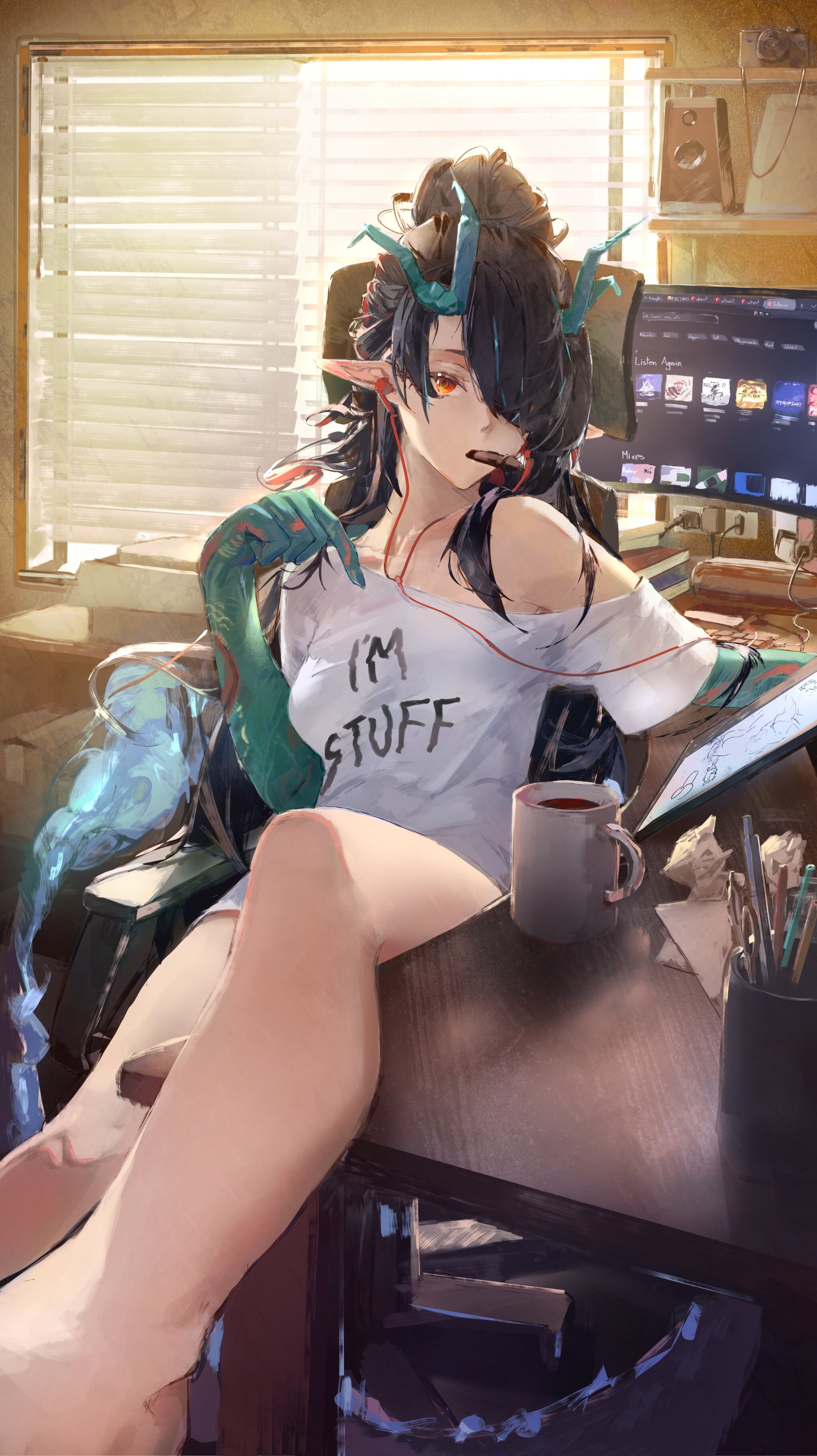 Dusk - Anime art, Anime, Dusk (Arknights), Arknights, T-shirt