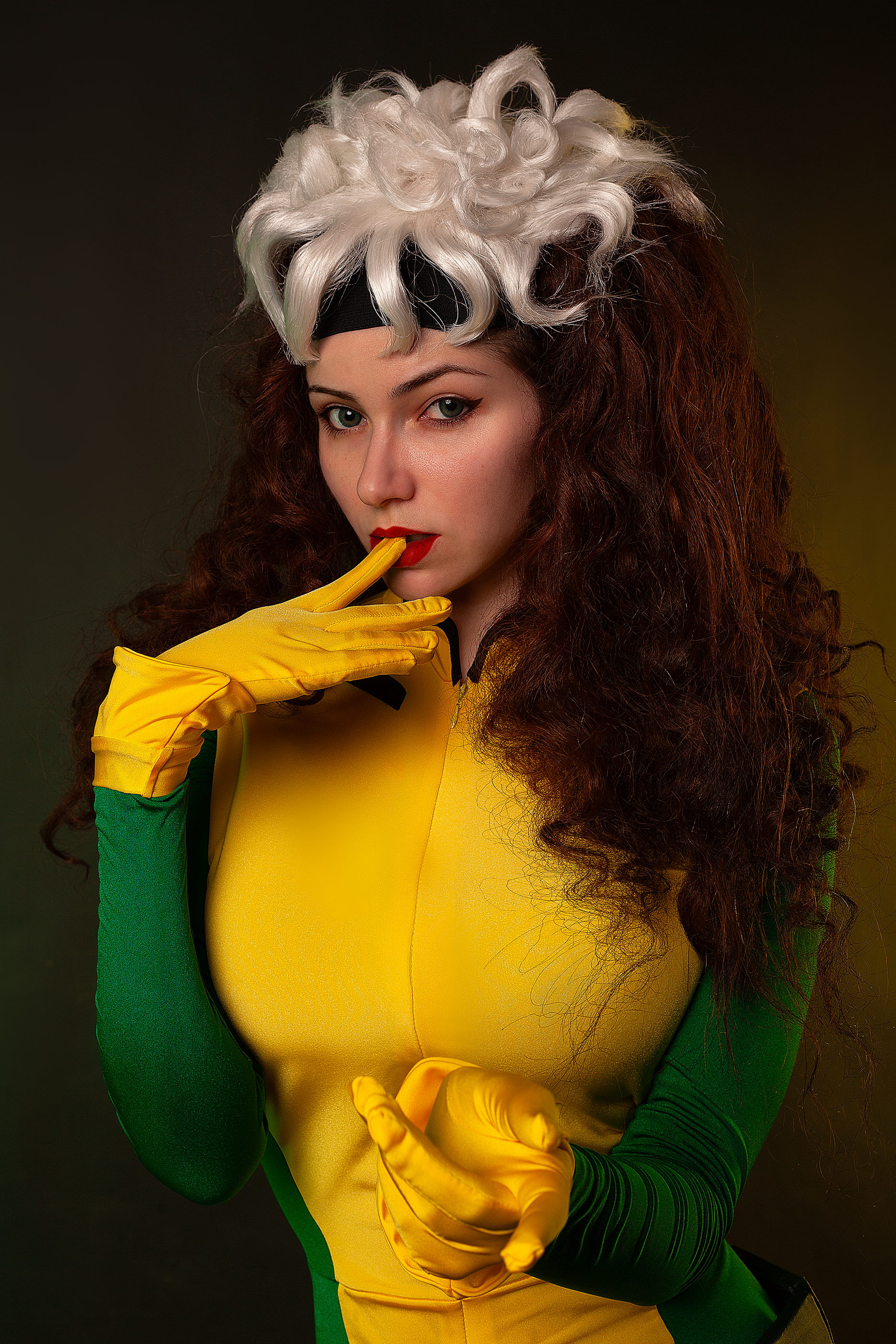 Rogue (Rogue) X-Men by Nancy Novikova - My, Girls, The photo, Cosplay, Boosty, Cosplayers, Neckline, Costume, Marvel, Colorful hair, Superheroes, Longpost