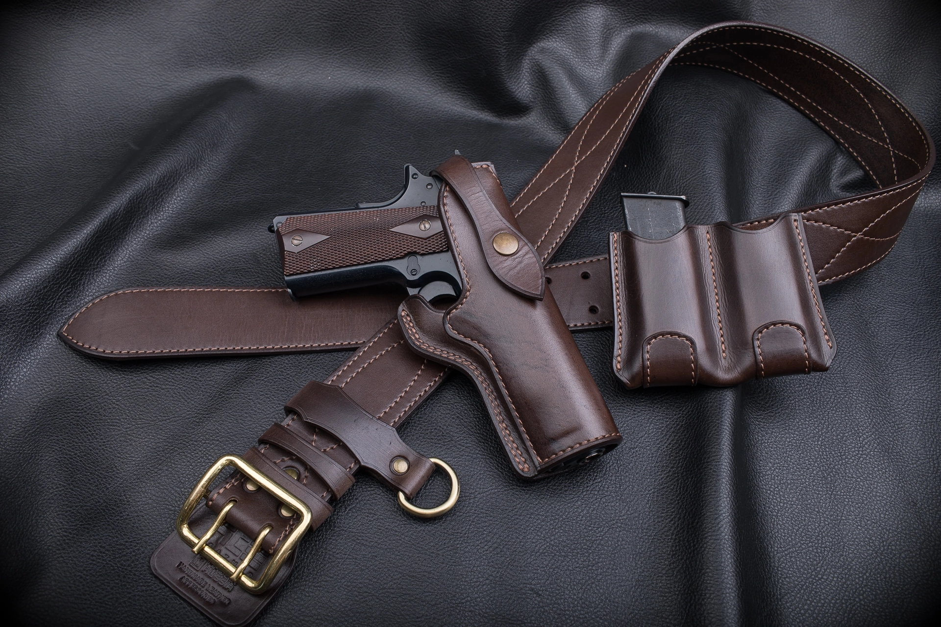 Open Belt Holster for Colt 1911 Pistol - My, With your own hands, Needlework without process, Holster, Colt, Longpost