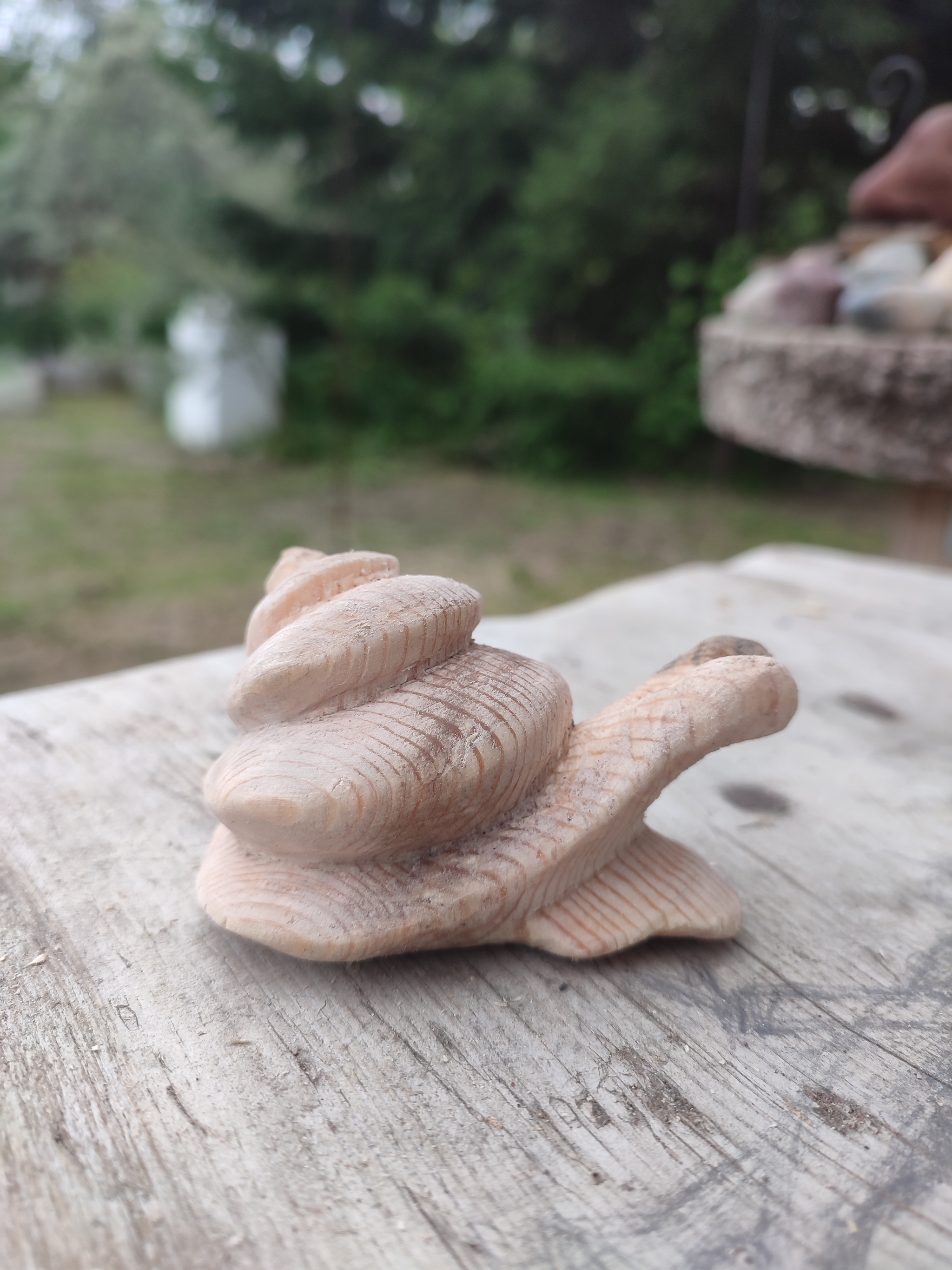 I tried to see a gastropod in a piece of wood - My, Needlework with process, Wood carving, Wood products, Wooden Toys, Wood sculpture, Longpost