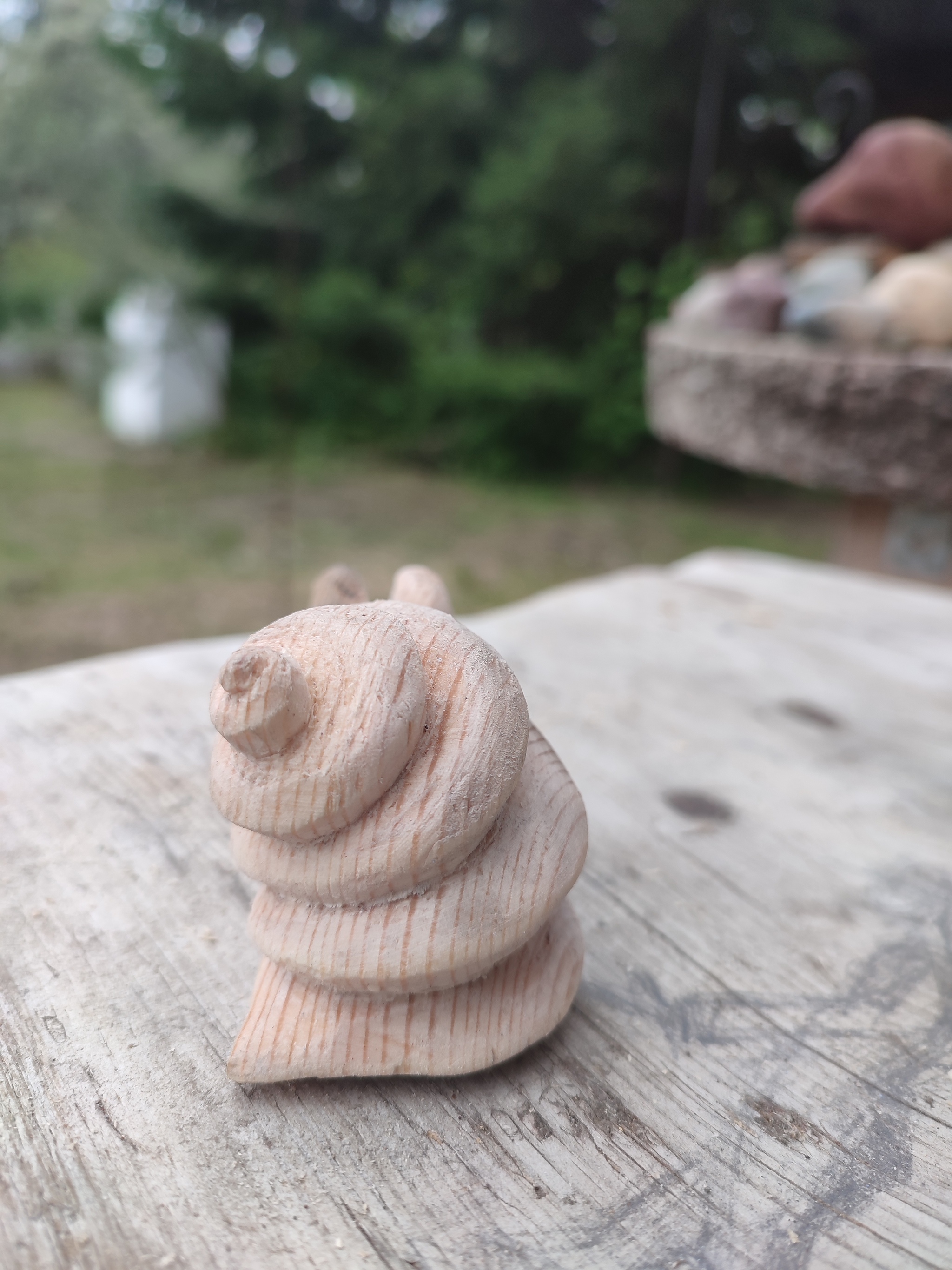 I tried to see a gastropod in a piece of wood - My, Needlework with process, Wood carving, Wood products, Wooden Toys, Wood sculpture, Longpost