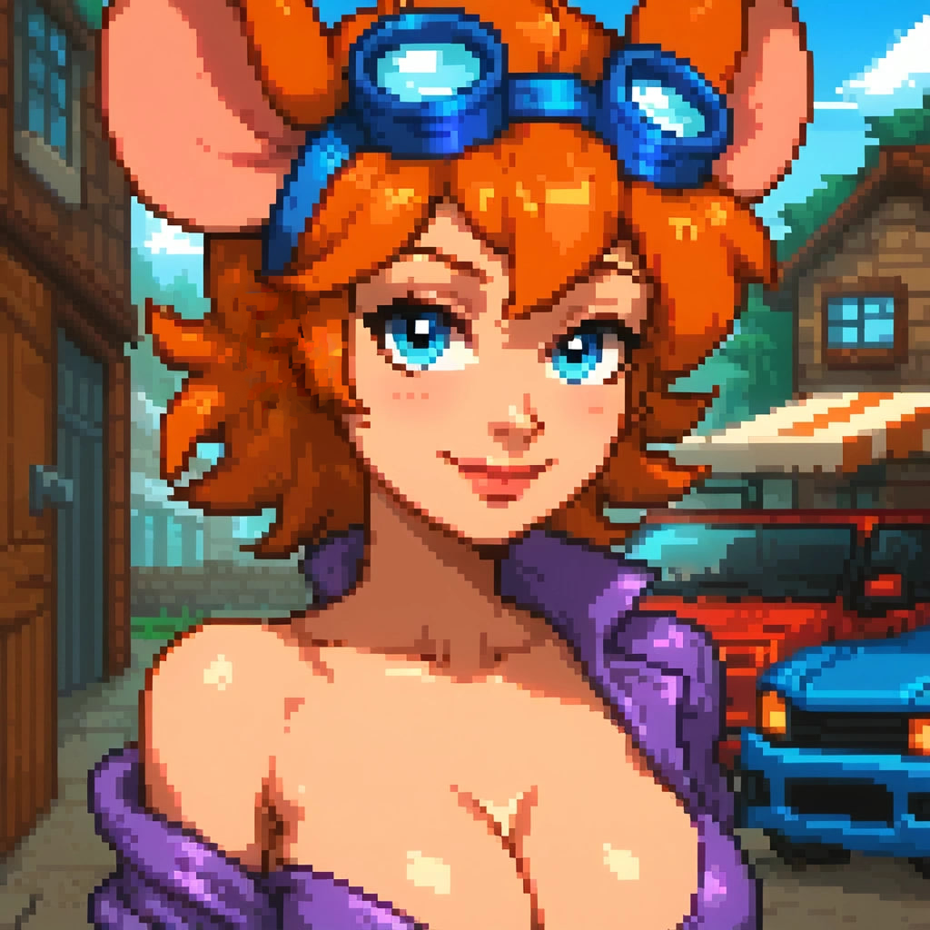 Gadget - pixel art from a neural network - My, Нейронные сети, Neural network art, Artificial Intelligence, Art, Stable diffusion, Fooocus, Desktop wallpaper, Chip and Dale, Gadget hackwrench, Cartoons, Pixel Art, Computer graphics, Longpost