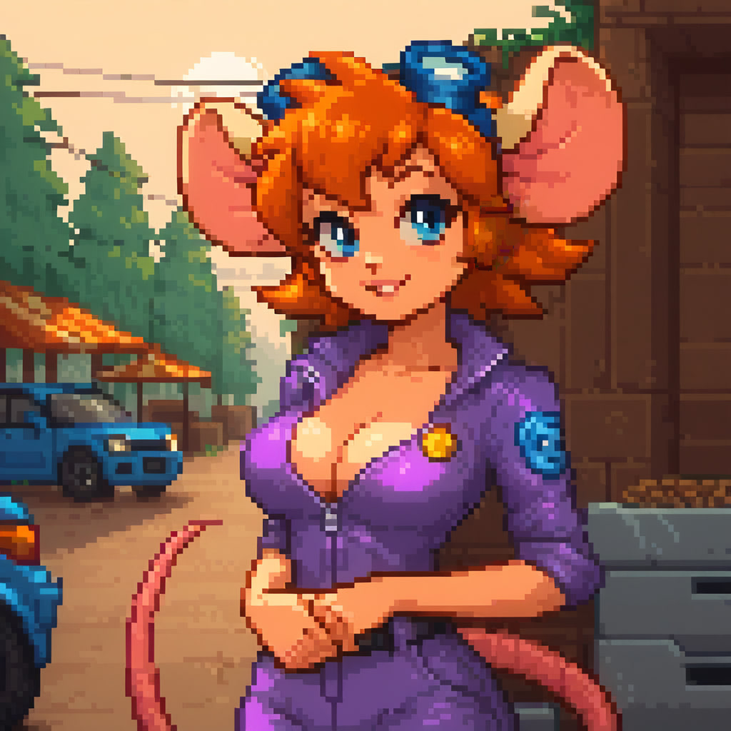 Gadget - pixel art from a neural network - My, Нейронные сети, Neural network art, Artificial Intelligence, Art, Stable diffusion, Fooocus, Desktop wallpaper, Chip and Dale, Gadget hackwrench, Cartoons, Pixel Art, Computer graphics, Longpost