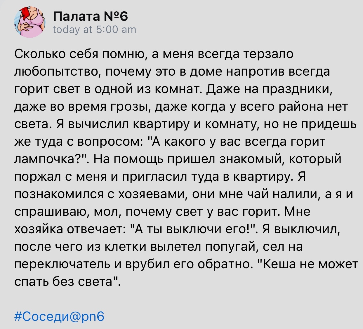 Попробуй выключи - Скриншот, Палата №6, Свет, Попугай