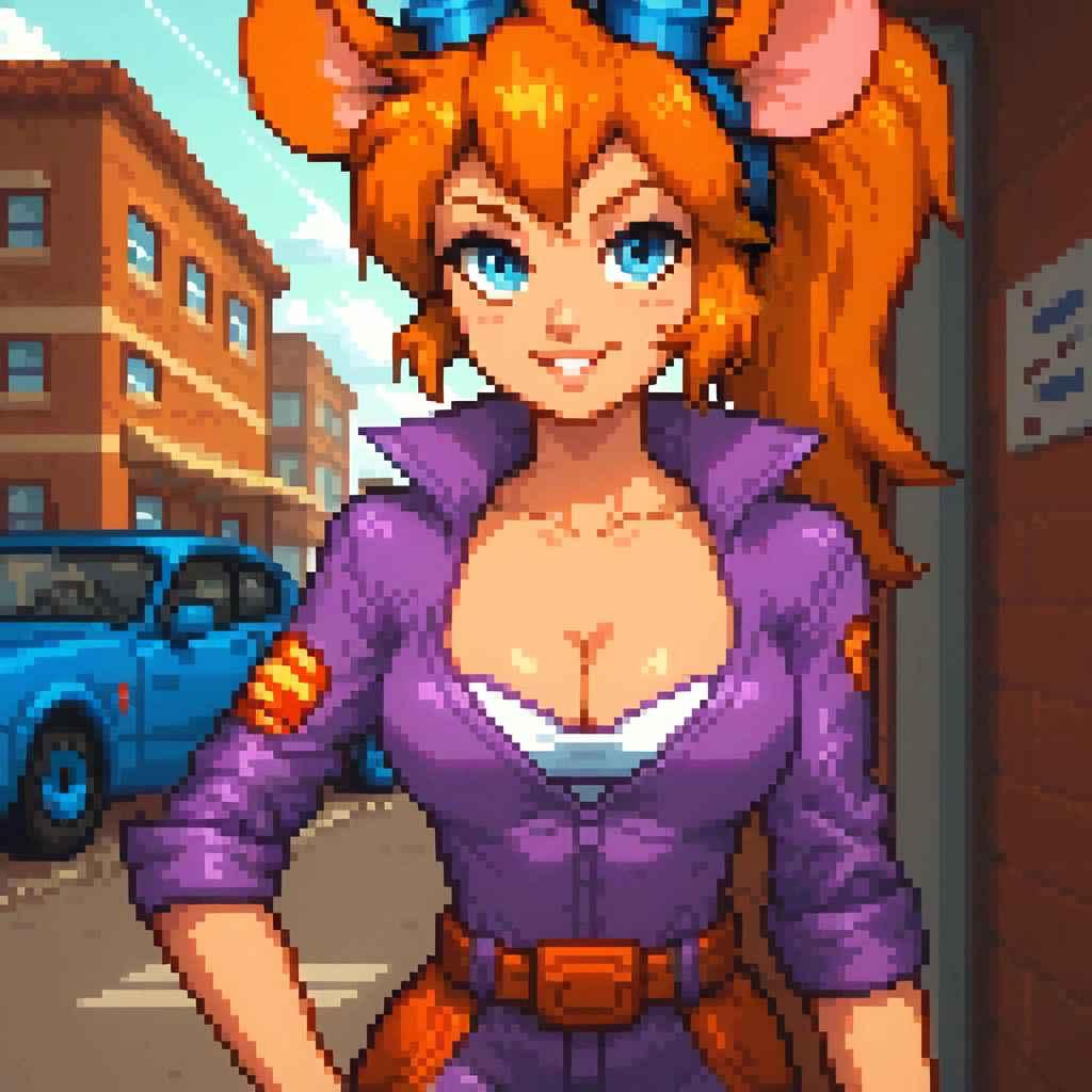 Gadget - pixel art from a neural network - My, Нейронные сети, Neural network art, Artificial Intelligence, Art, Stable diffusion, Fooocus, Desktop wallpaper, Chip and Dale, Gadget hackwrench, Cartoons, Pixel Art, Computer graphics, Longpost