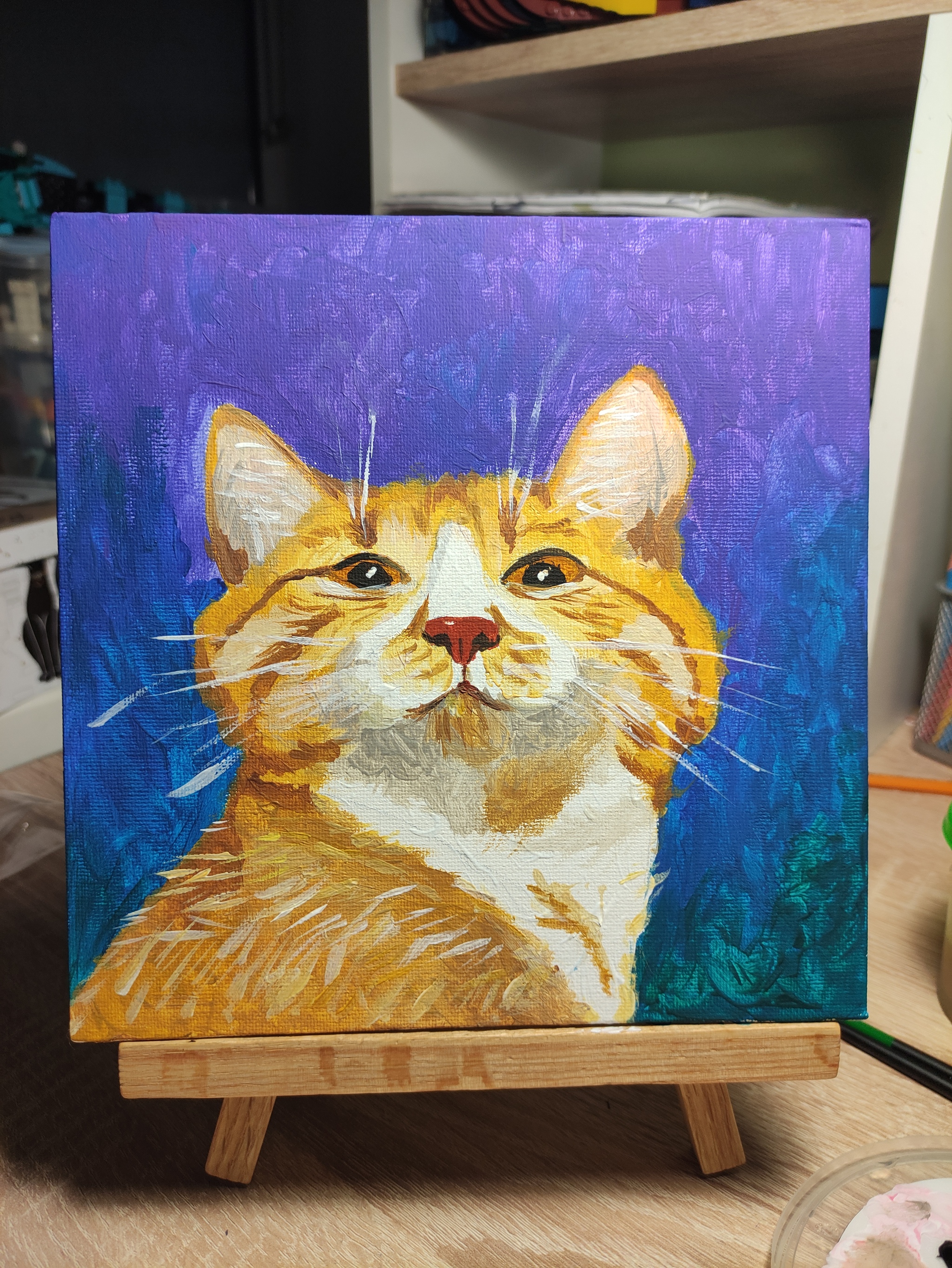 No nostrils, just a cat - My, Small cats, cat, Painting, Longpost