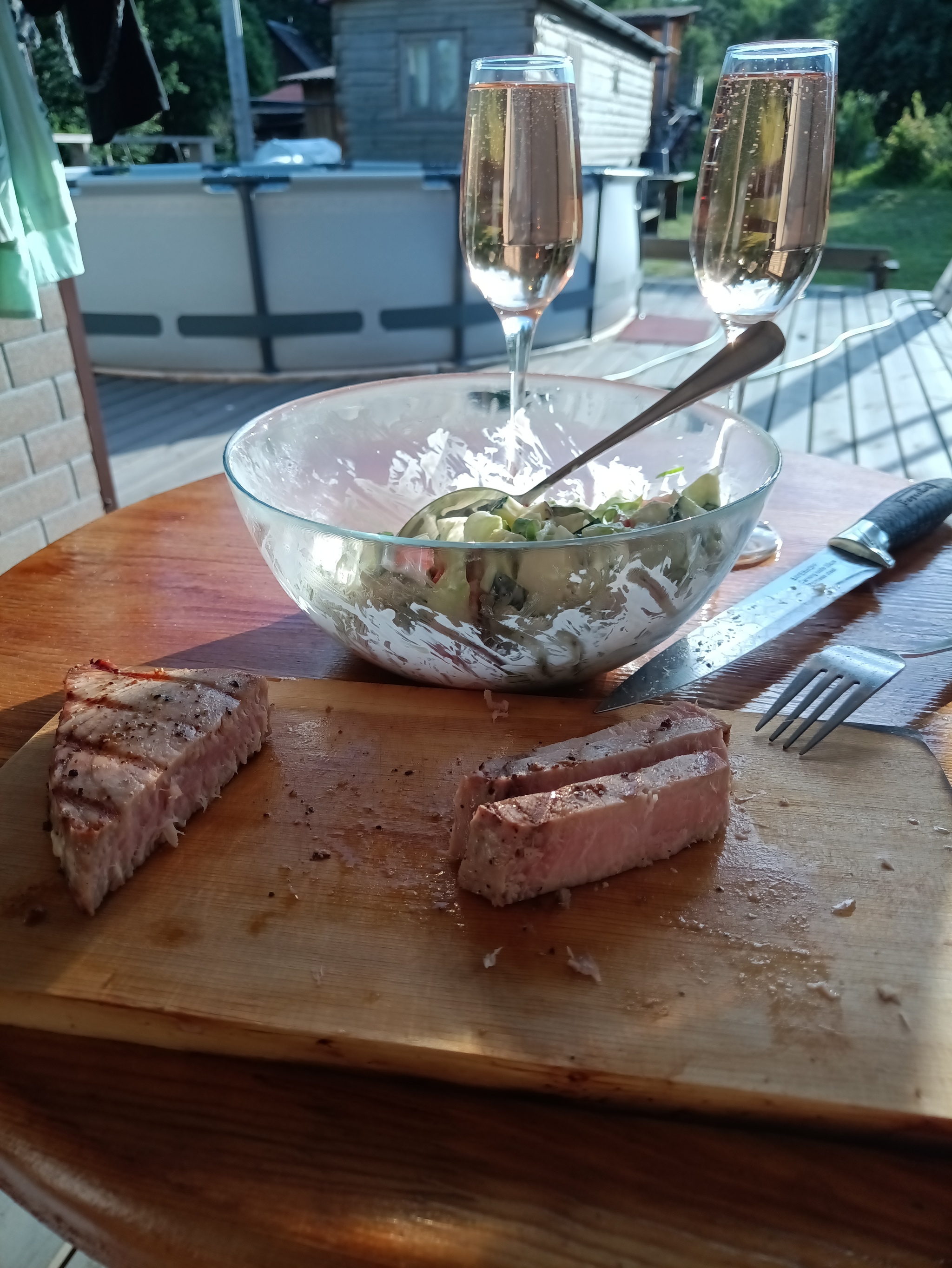 Grilled tuna steak - My, Cooking, Tuna, Grill, Dacha, Longpost