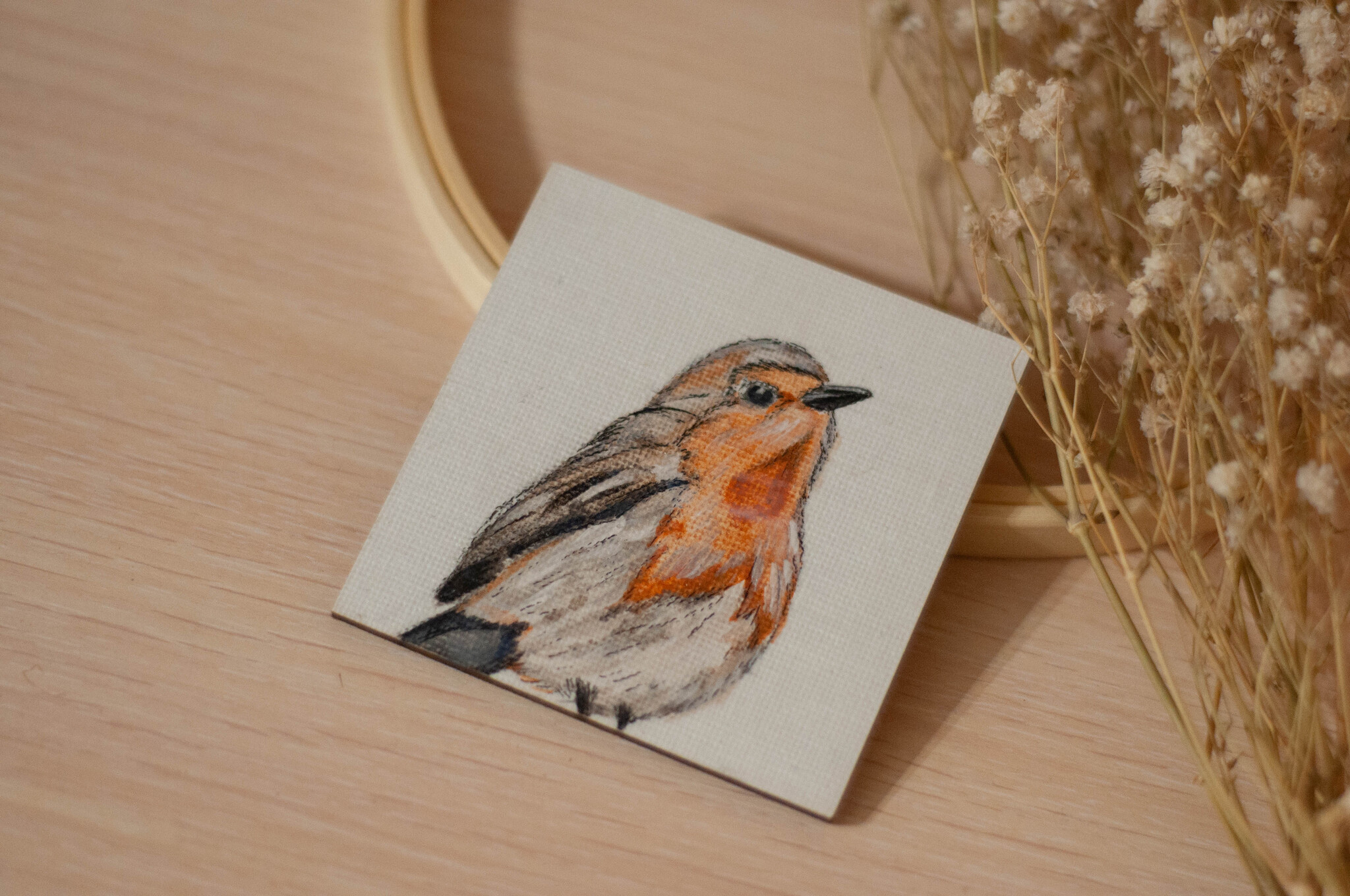 Painting - refrigerator magnet (robin) - My, Robin, Robin, Birds, Painting, In the animal world, Handmade, Painting, Acrylic, Longpost