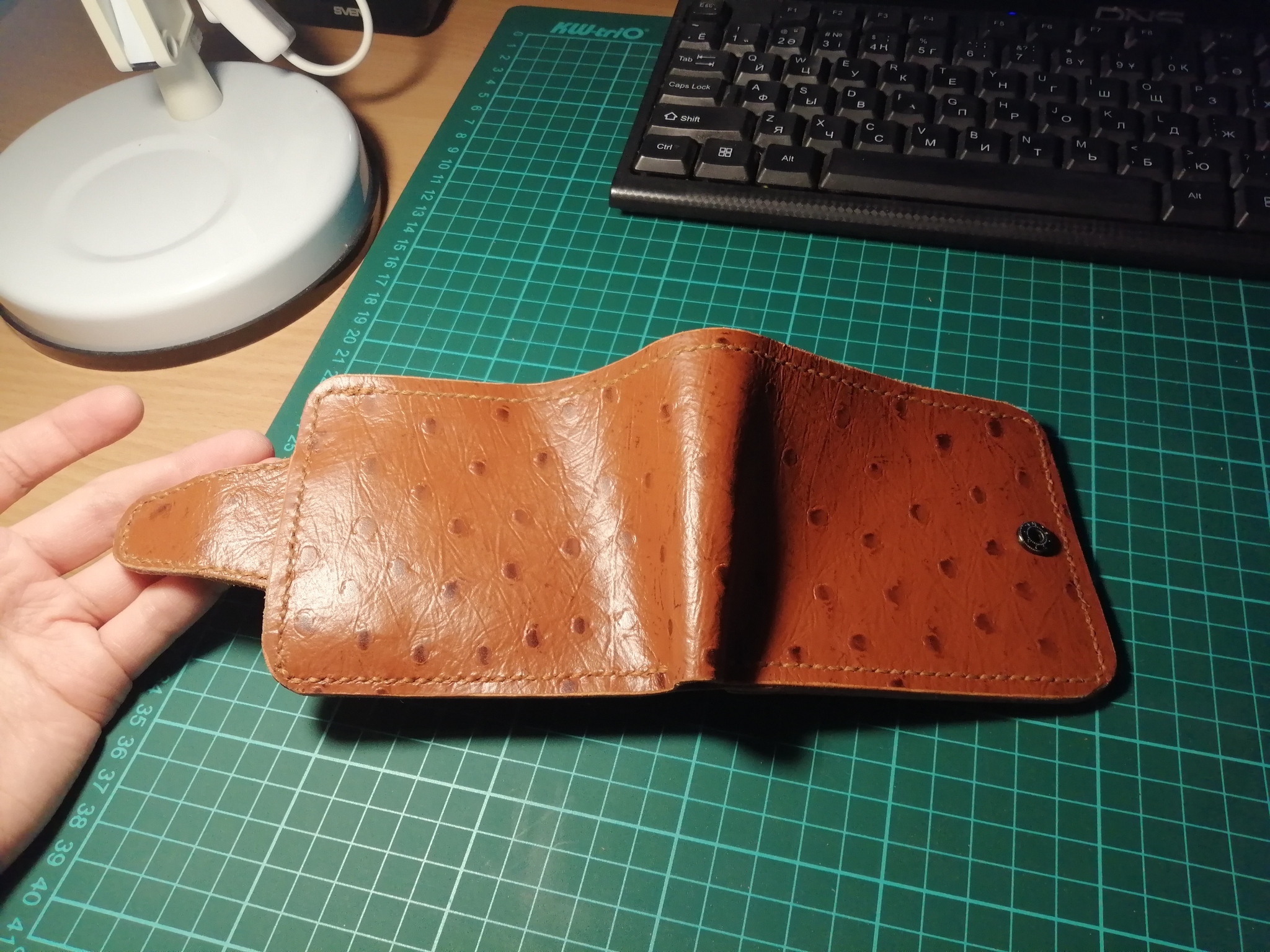 Ostrich wallet O_o??? - My, Wallet, Leather products, Handmade, Natural leather, Hobby, Thoughts, Longpost, Needlework without process