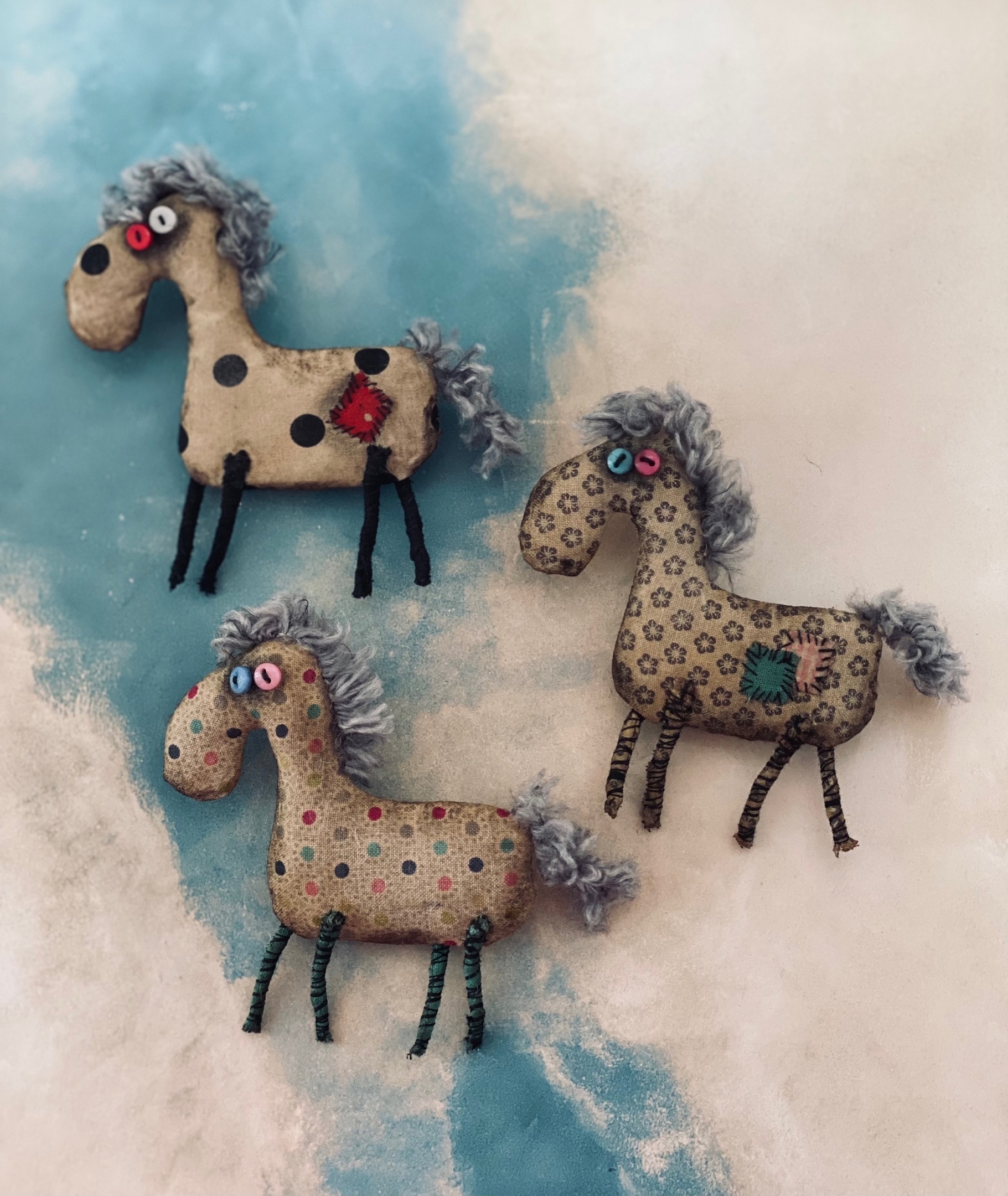 Horses - My, Primitive toy, Creation, Needlework without process, Kripota, Horses, Brooch