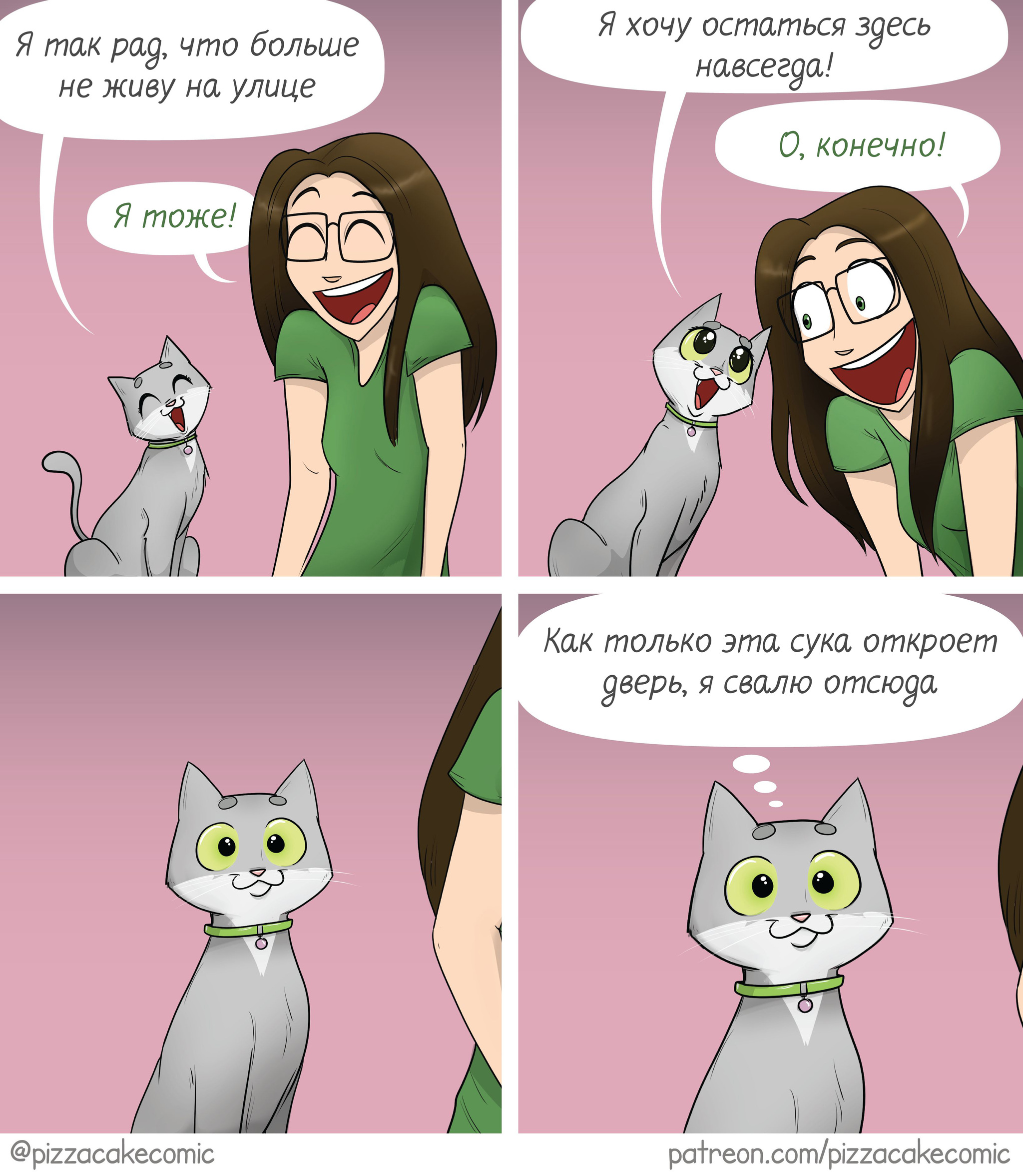 Cat - My, Comics, Translated by myself, cat, The street, Pizzacakecomic