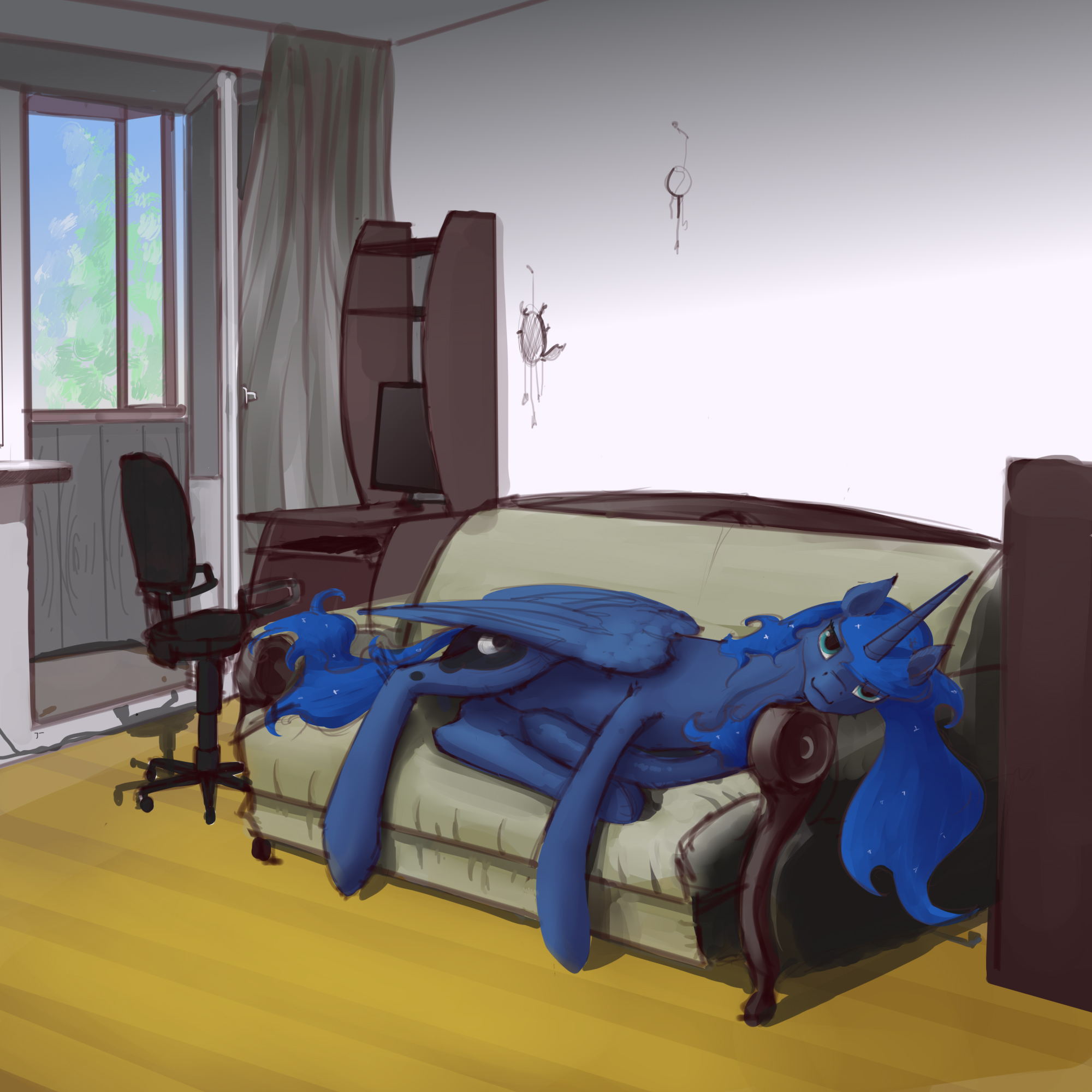 On the couch - My little pony, Princess luna, PonyArt, Xxkrutoy